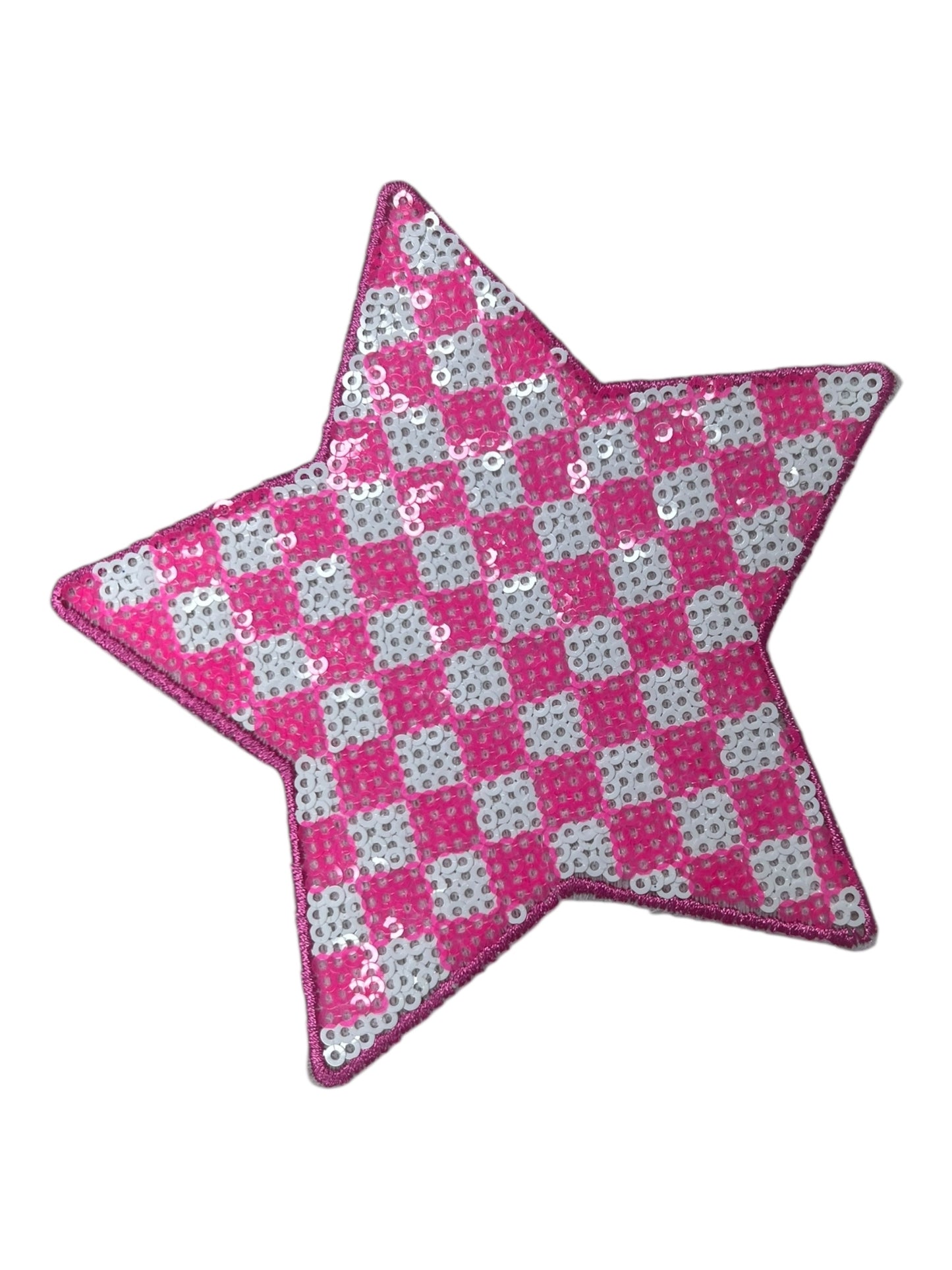 Hot pink and White Checkered Star