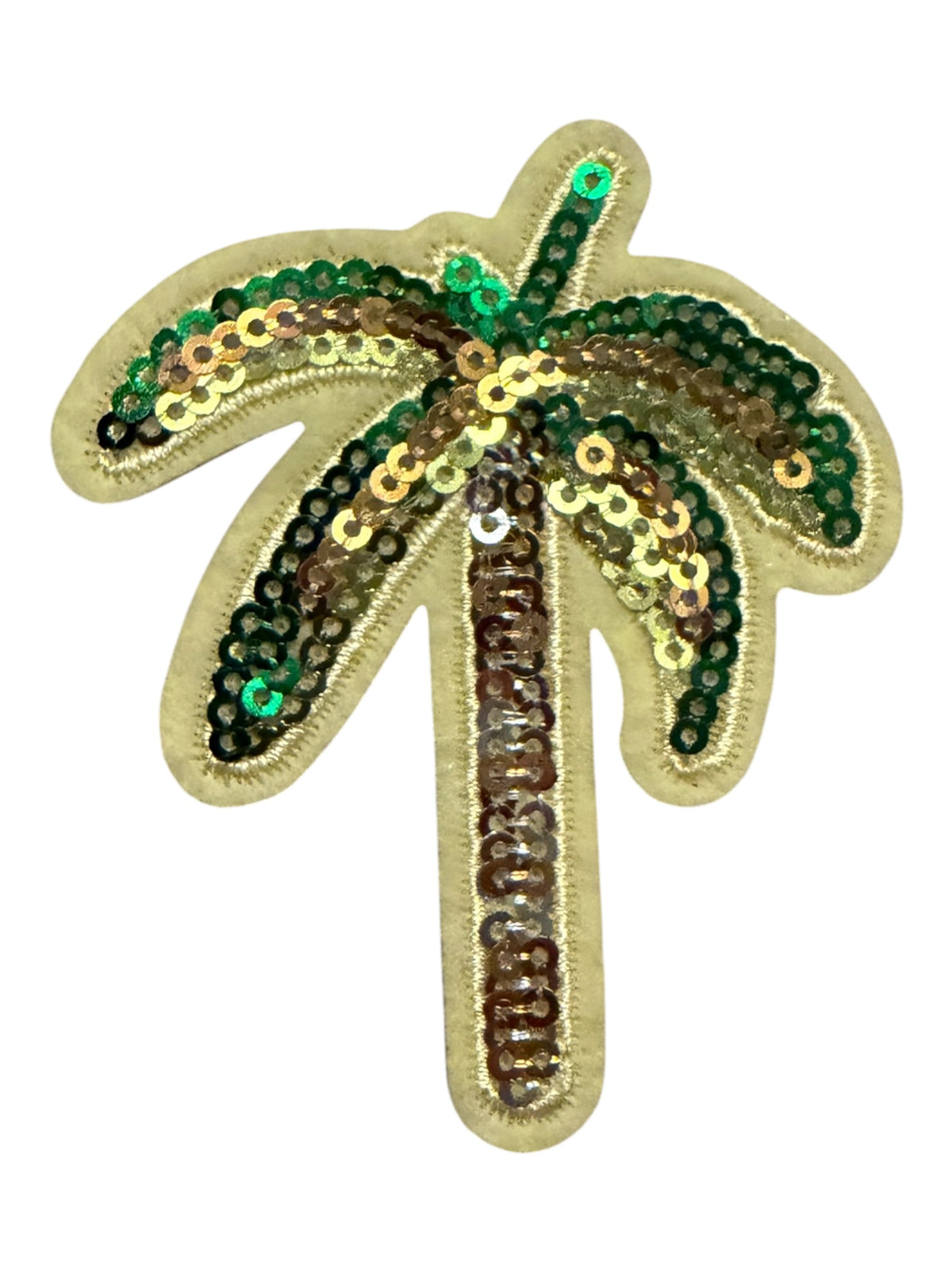 green with yellow sequin palm trees