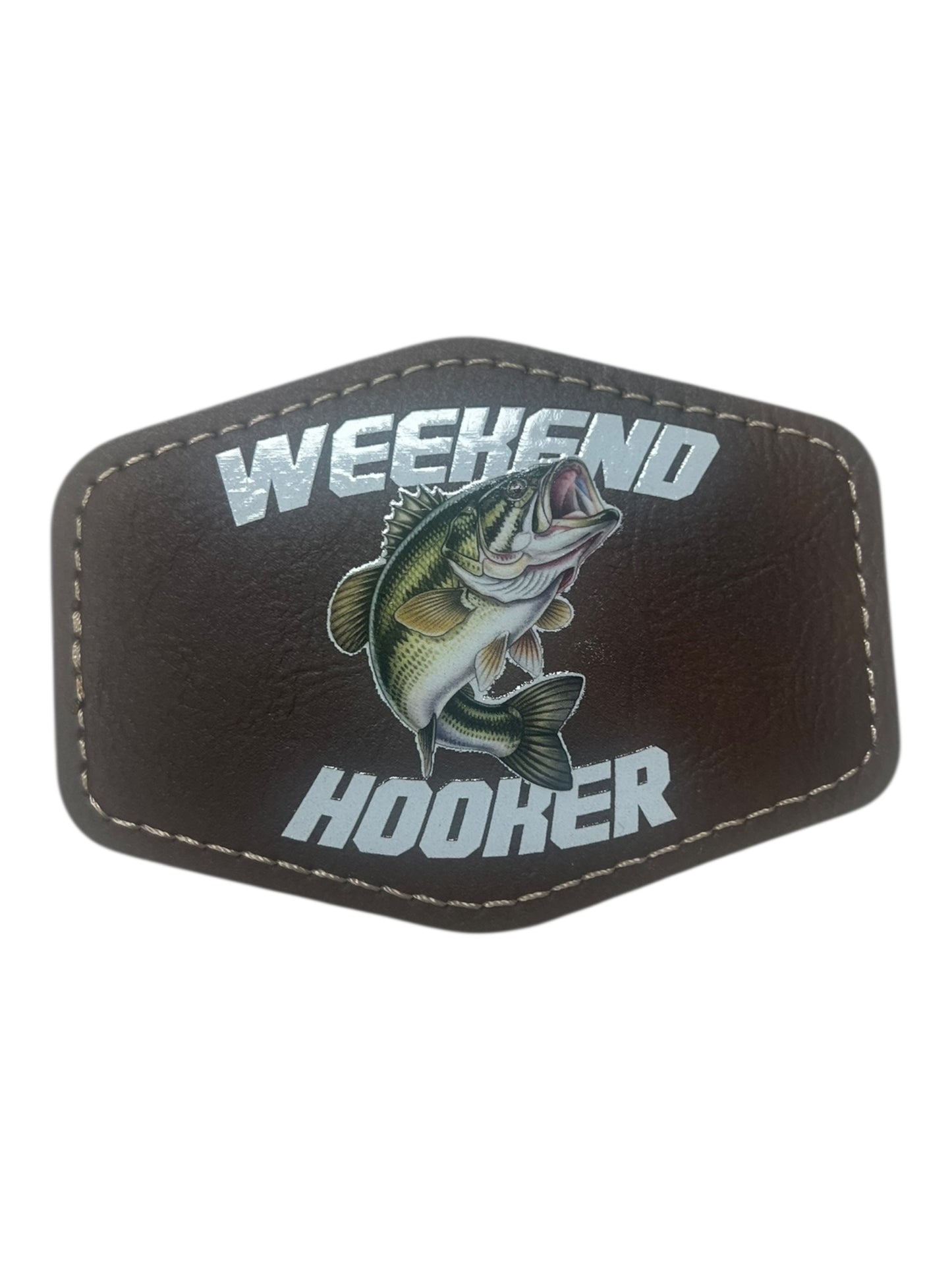 Fishing Weekend Hooker leatherette Iron on Patch