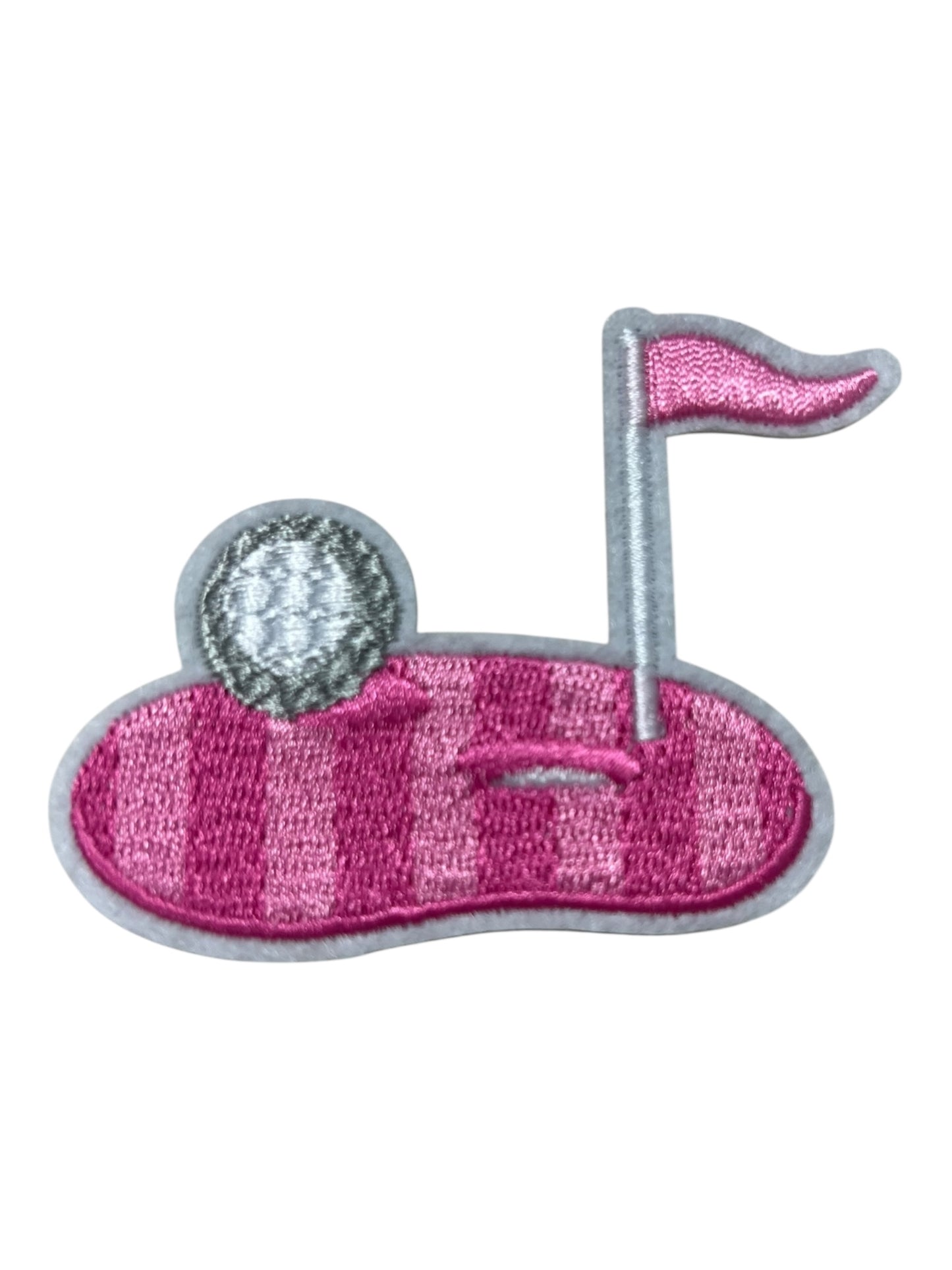 Golf green striped pink pink flag