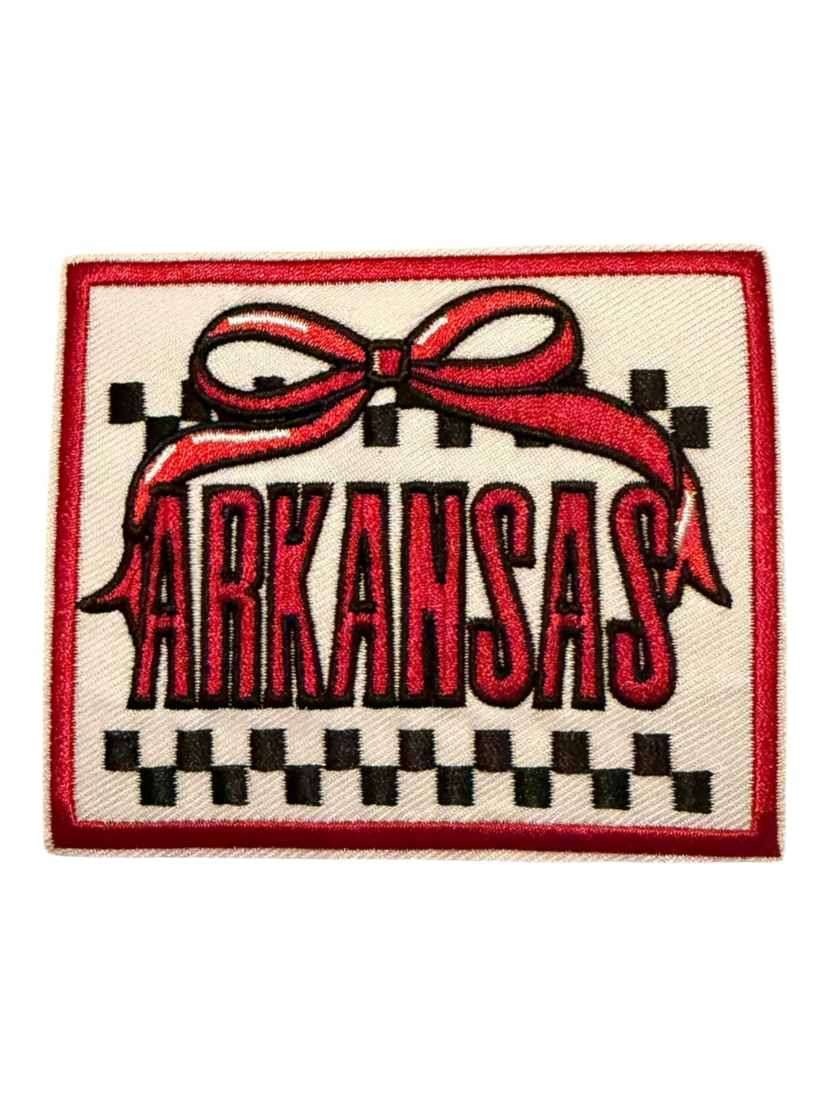 Arkansas with a bow and checkered