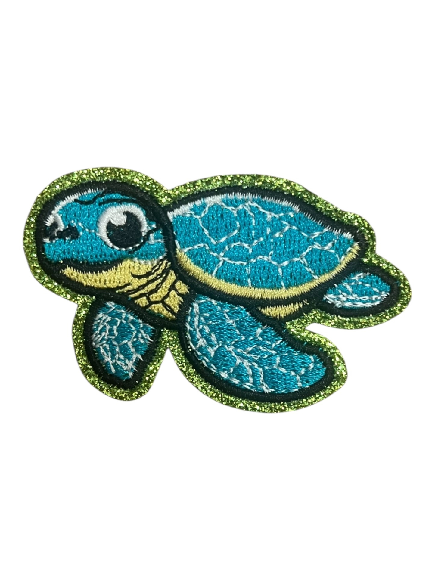 Turquoise turtle - turquoise glitter edge