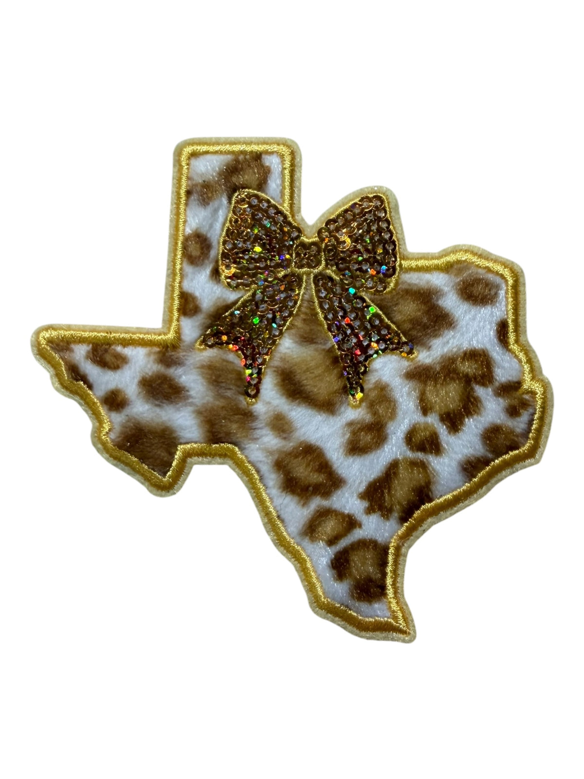 State of Texas with sequin bow yellow