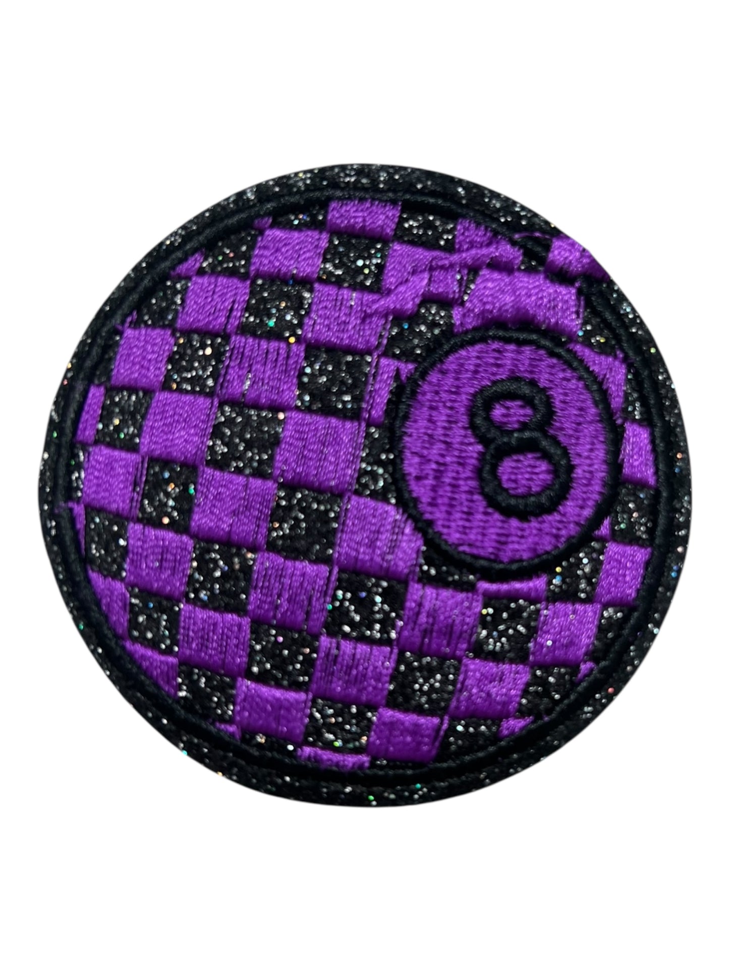 Purple black checkered 8 ball