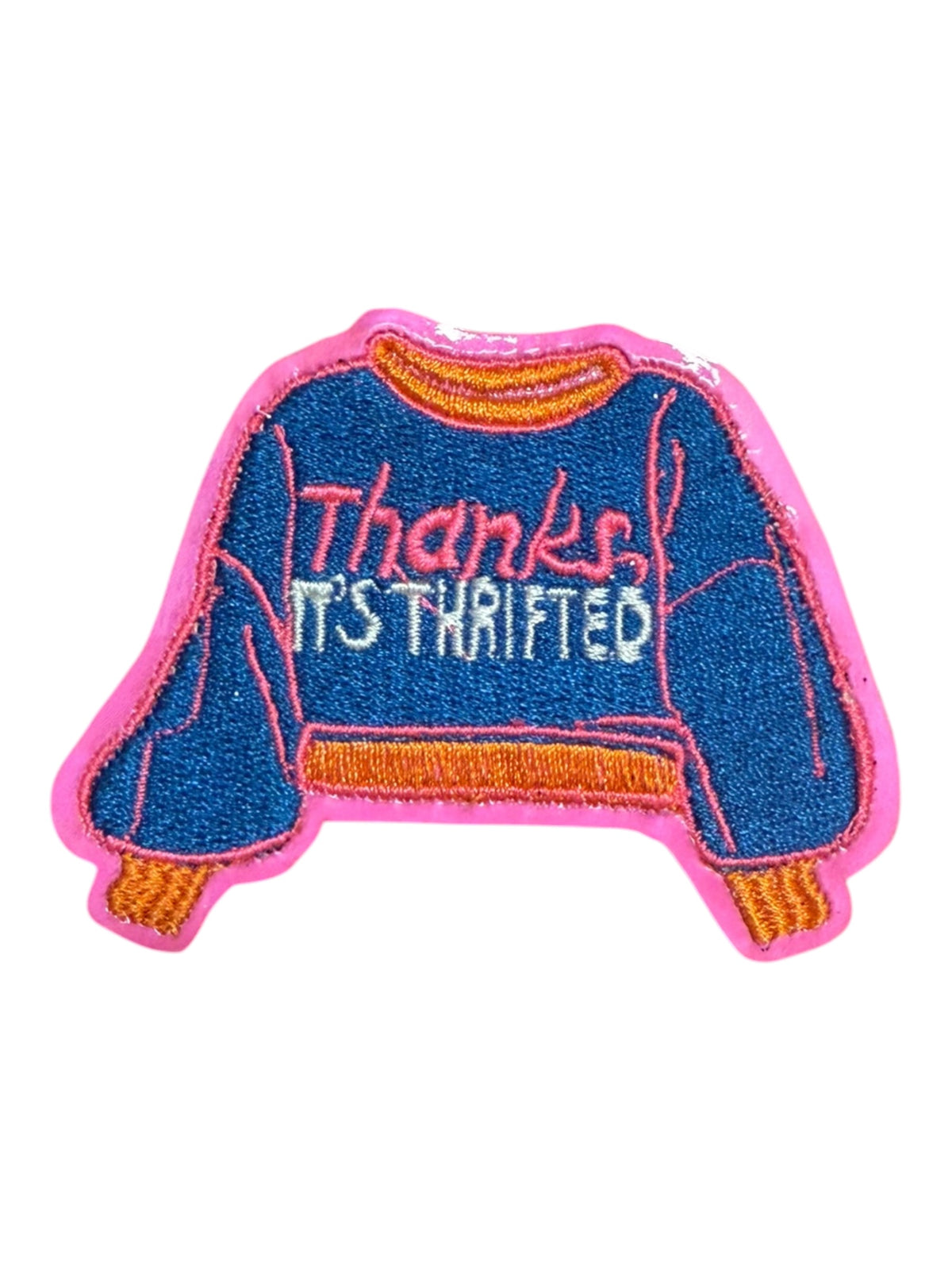 Thanks its thrifted blue orange pink
