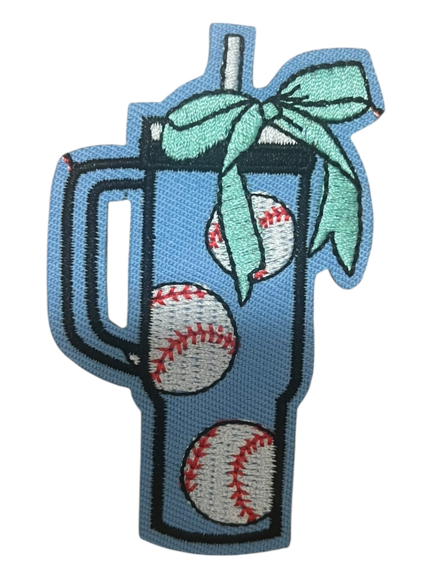 Blue baseball tumbler with bow