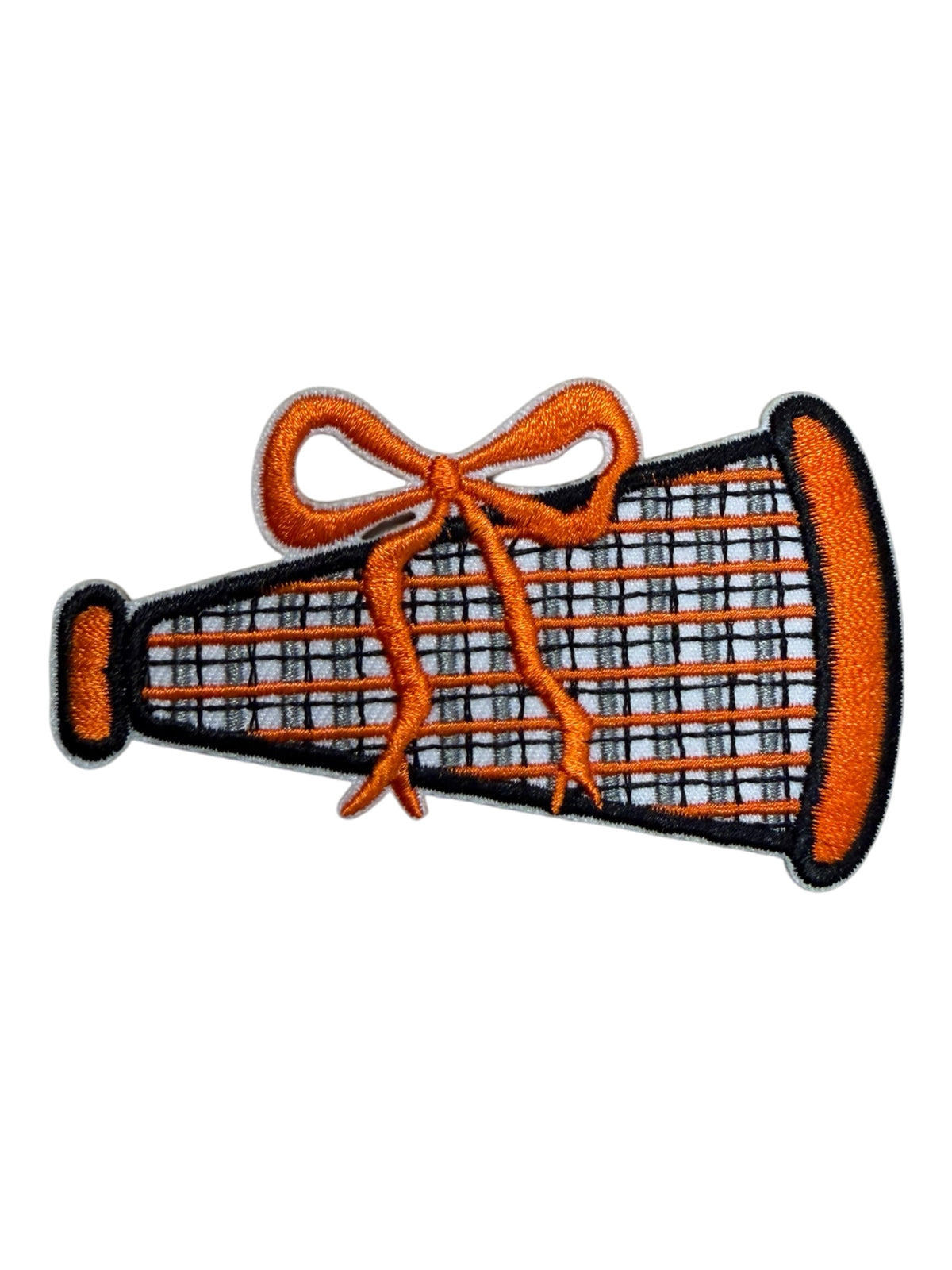 Orange bow plaid megaphone patch