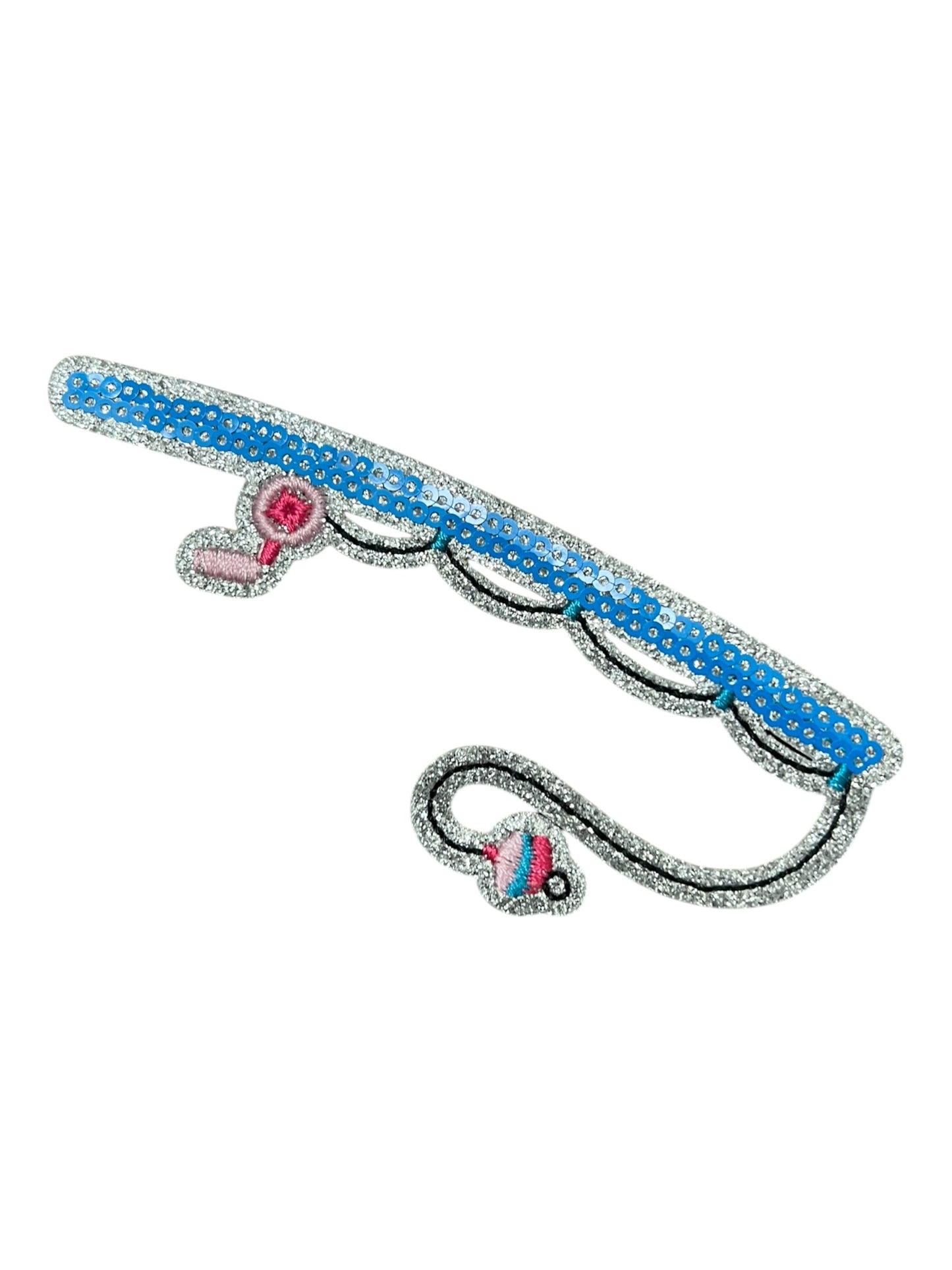 Blue and pink fishing pole