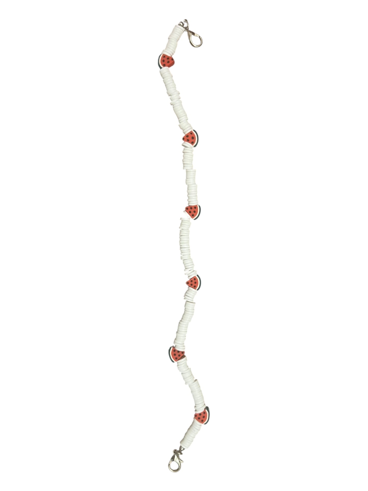 White with watermelon beads hat chain