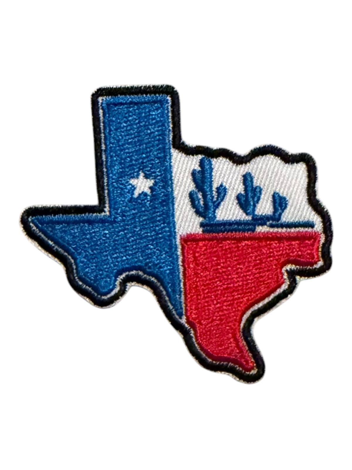 Red white blue star and cactus Texas