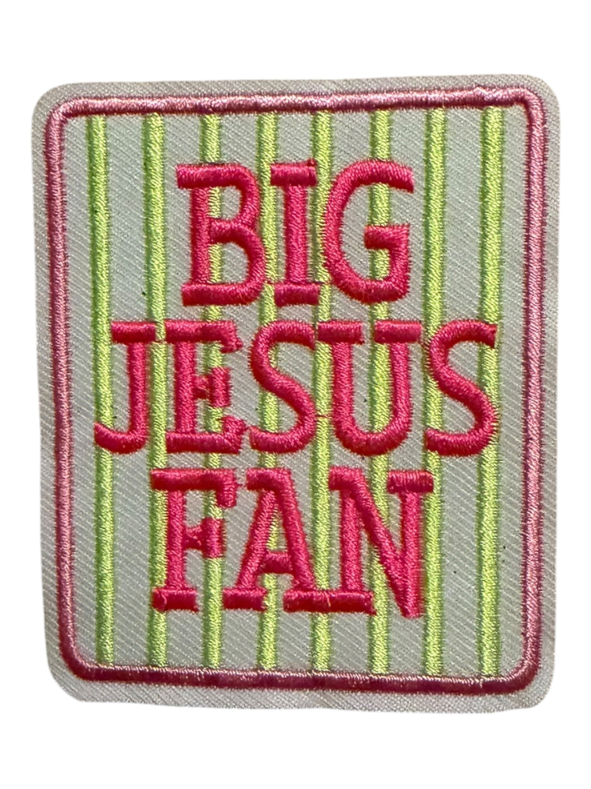 Big Jesus fan neon pink stripe