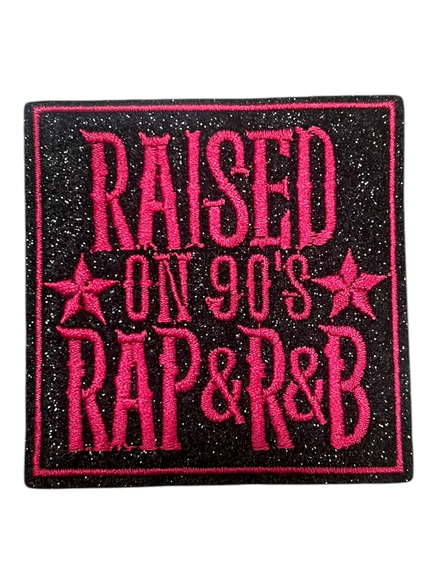 Raised on 90’s Rap & R&B magenta and black glitter