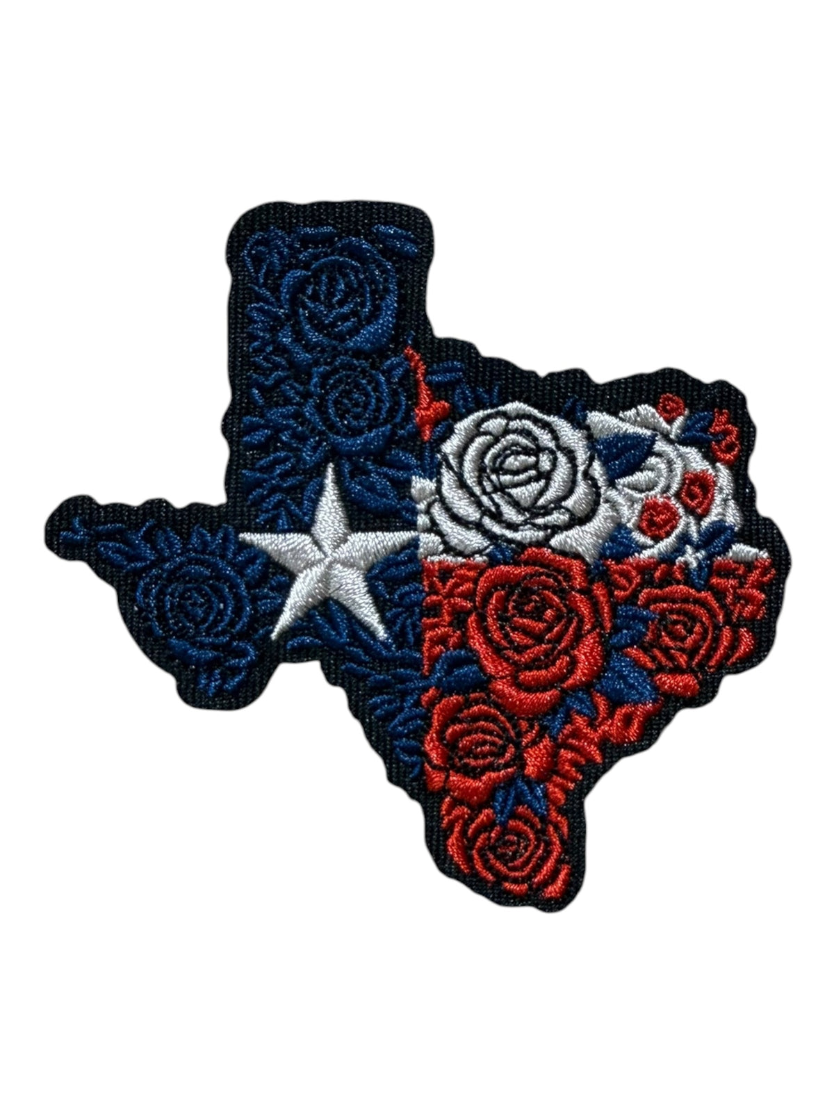State of Texas with roses and star