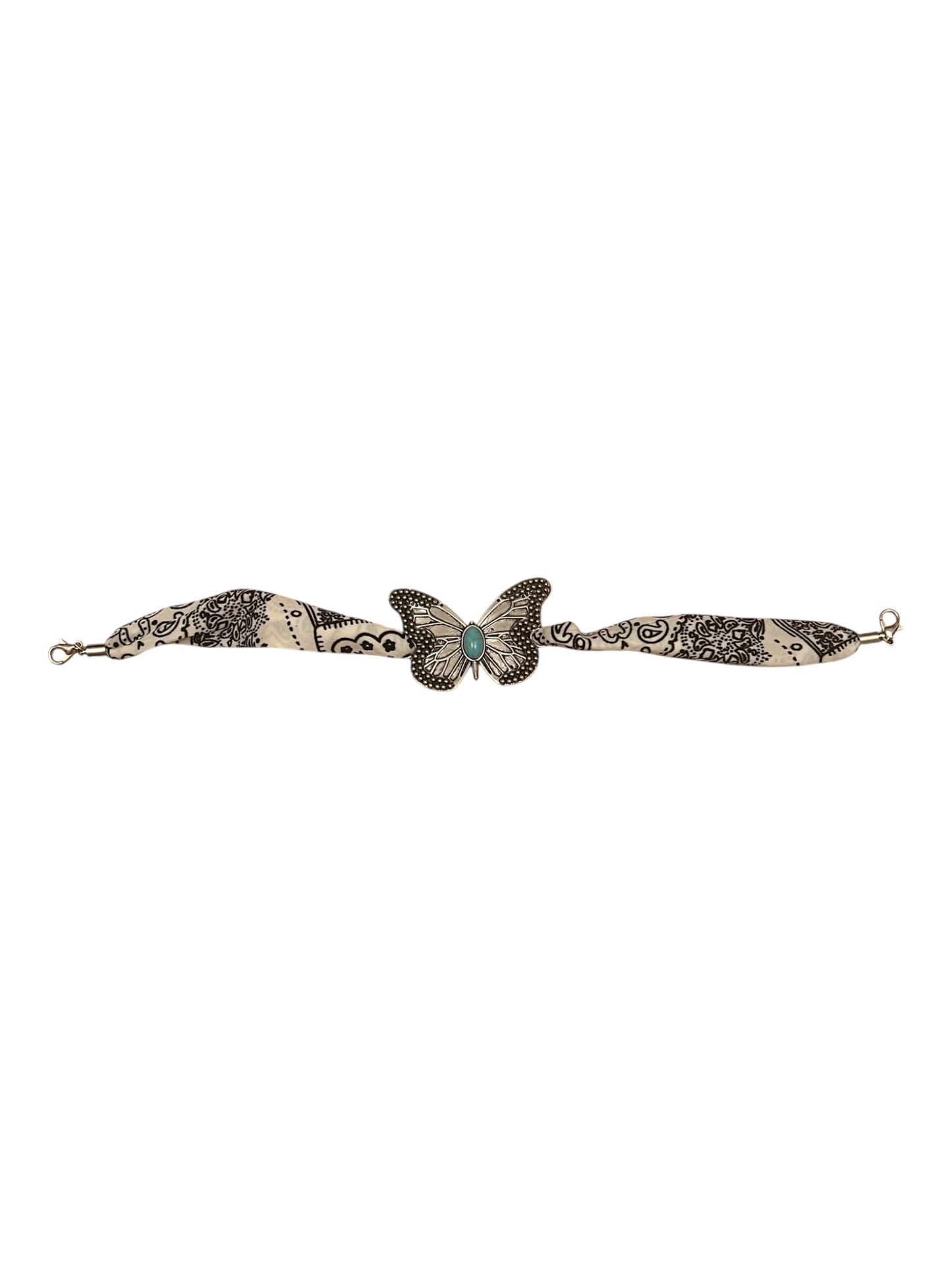Bandana print with turquoise butterfly charm