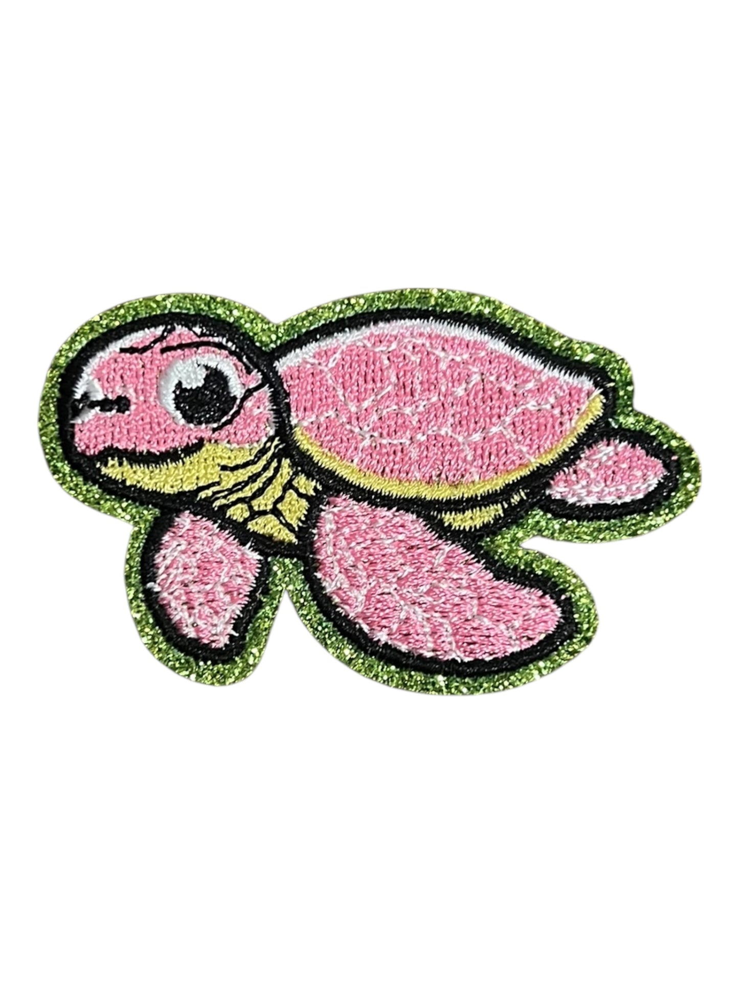 Pink turtle - gold glitter edge
