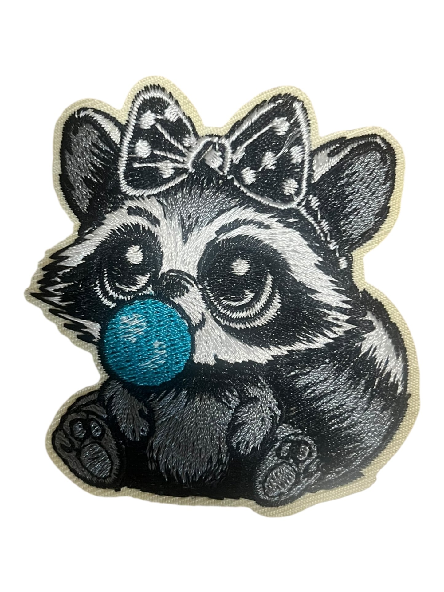 Blue Bubble bow raccoon