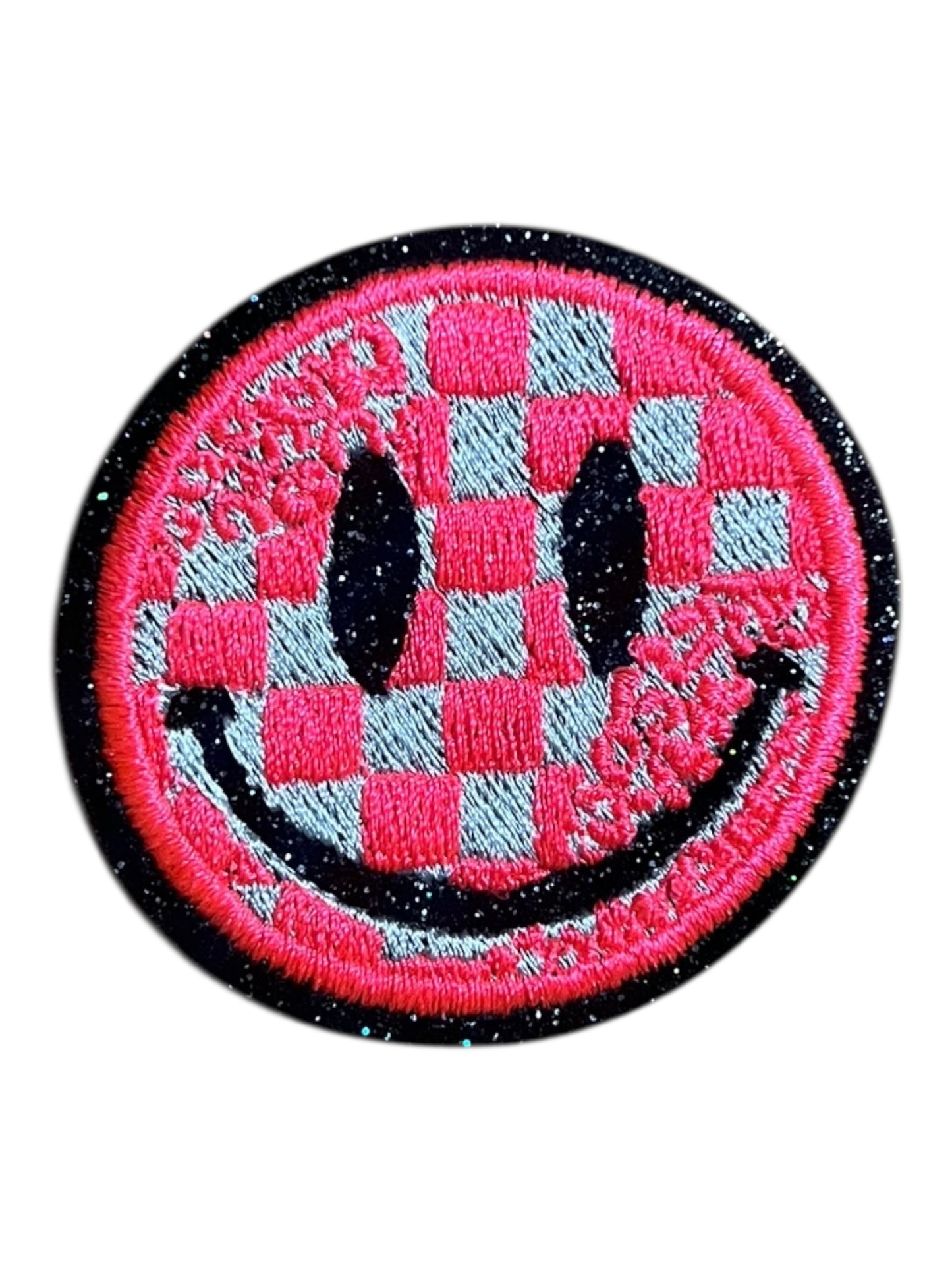 Smiley pink and white checkered