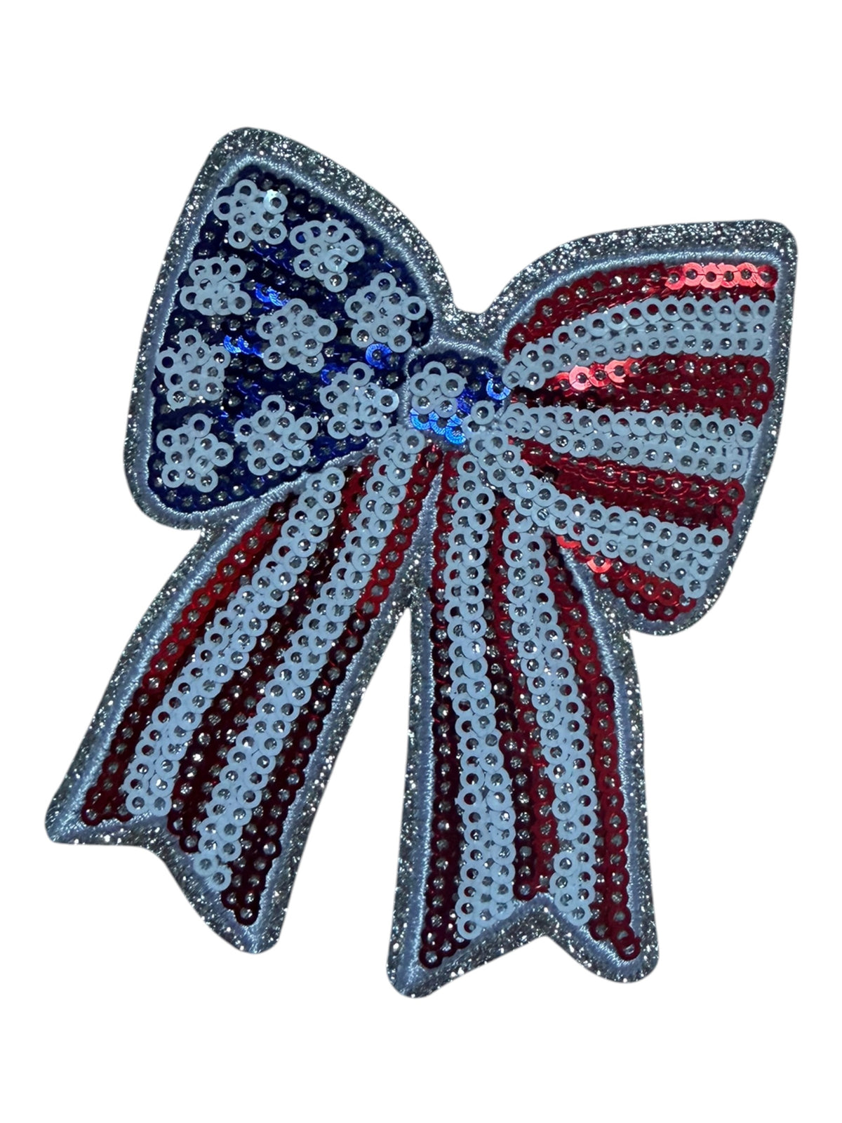 Red white blue sequin bow