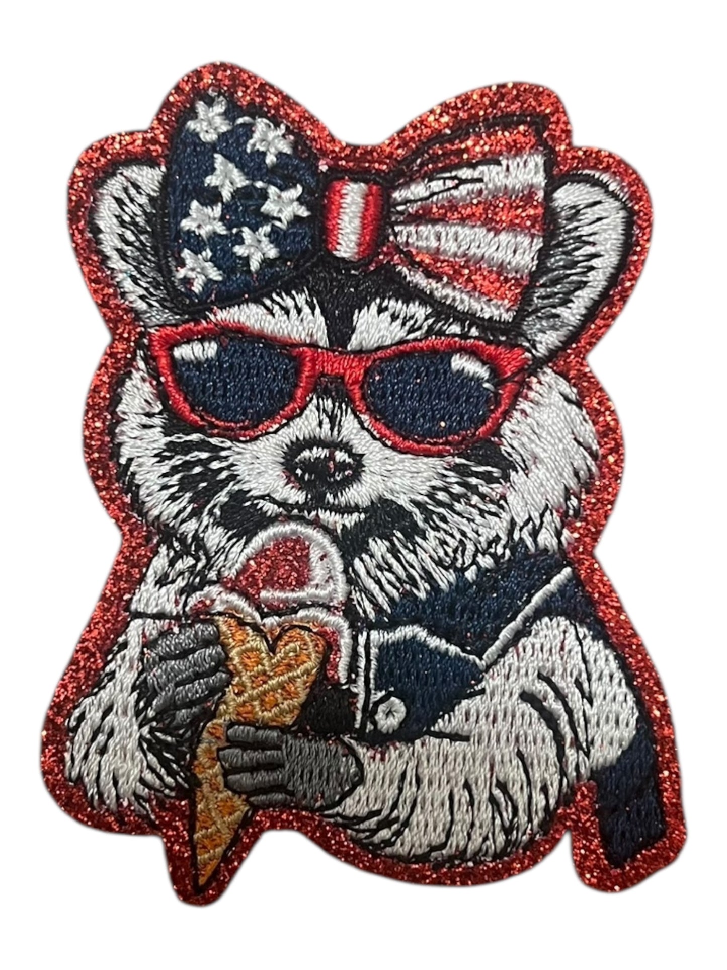 Sassy Raccoon with ice cream Red White and Blue