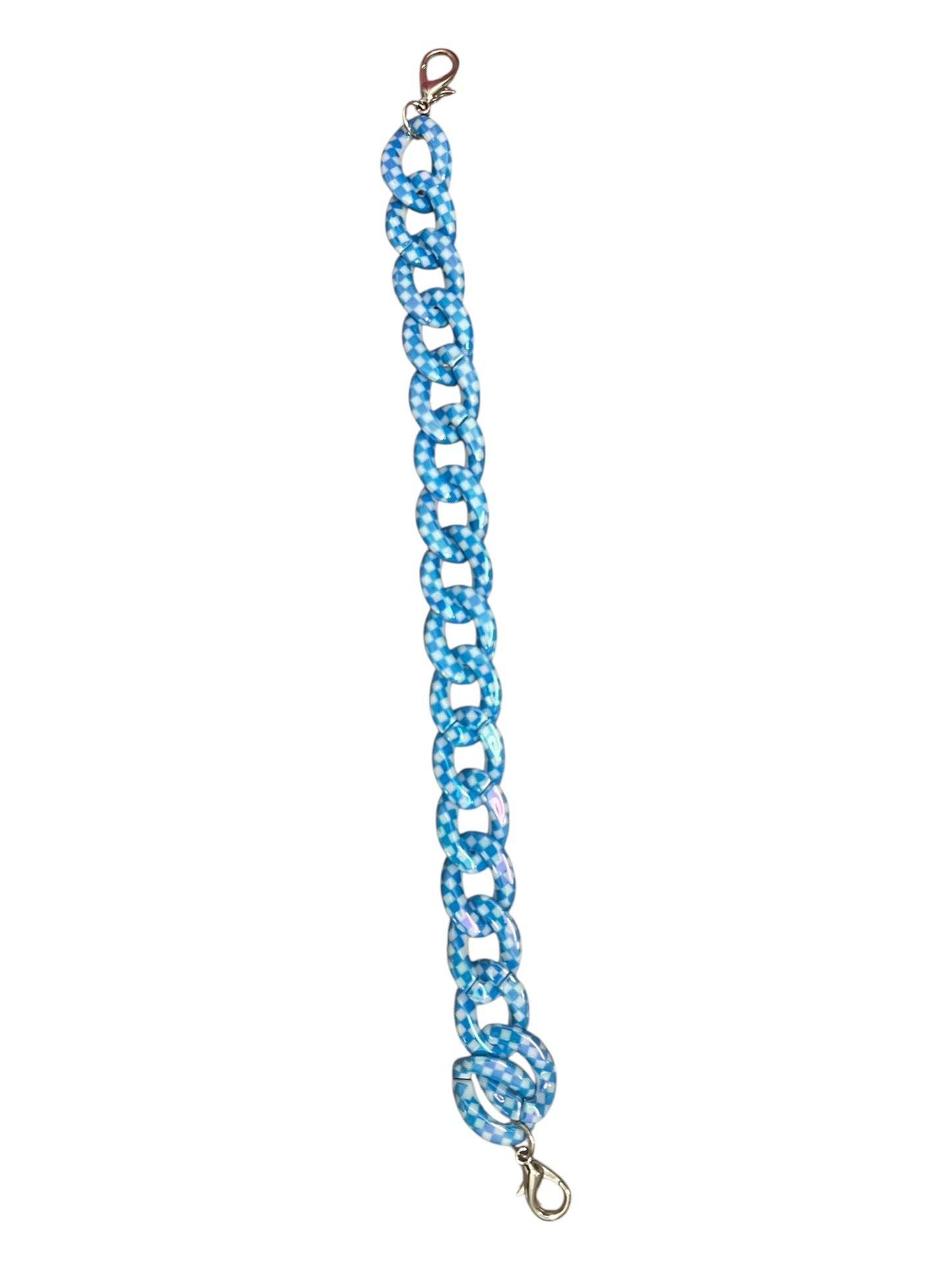 Blue and white checkered link hat Chain