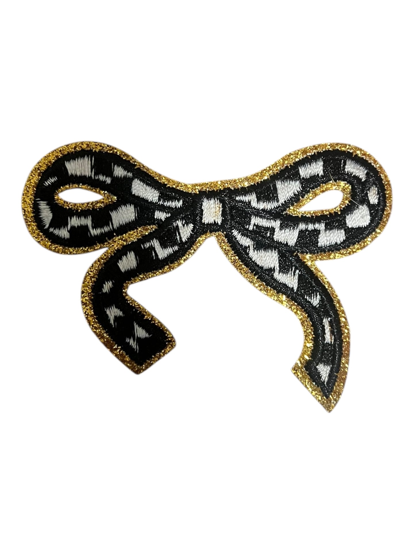 Checkered glitter bow knots