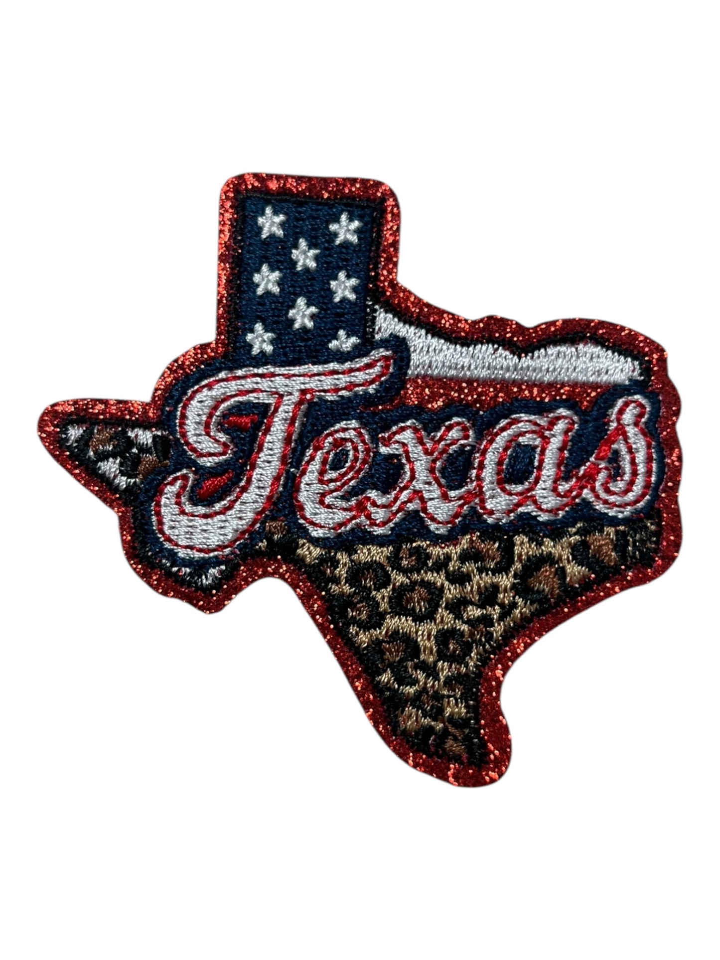 Texas State Red White Blue leopard