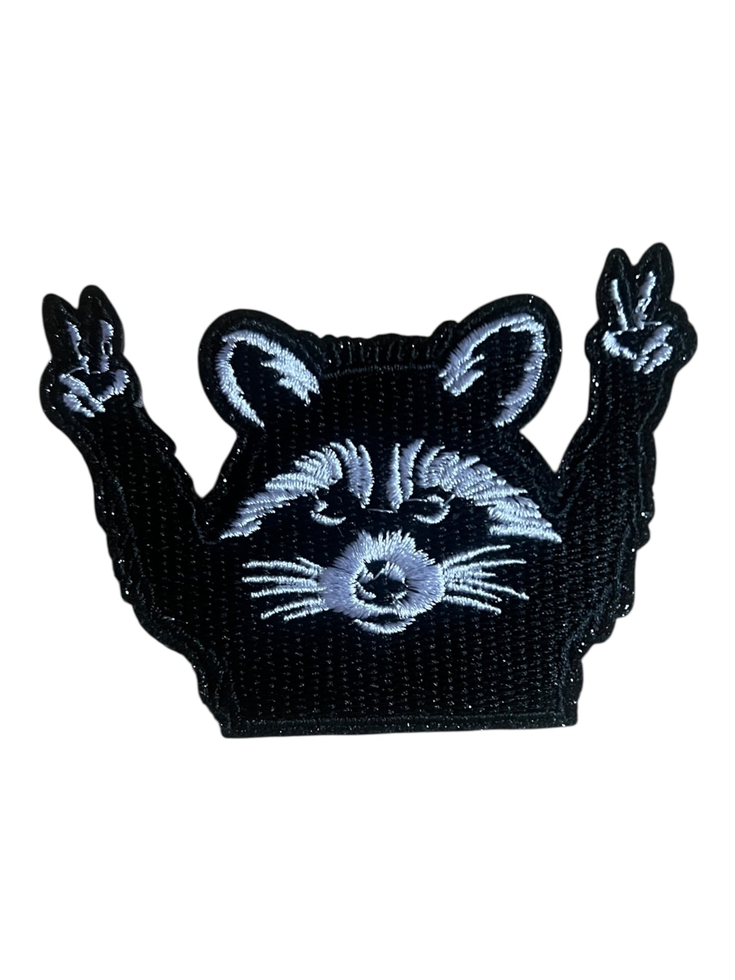 Raccoon with holding peace fingers