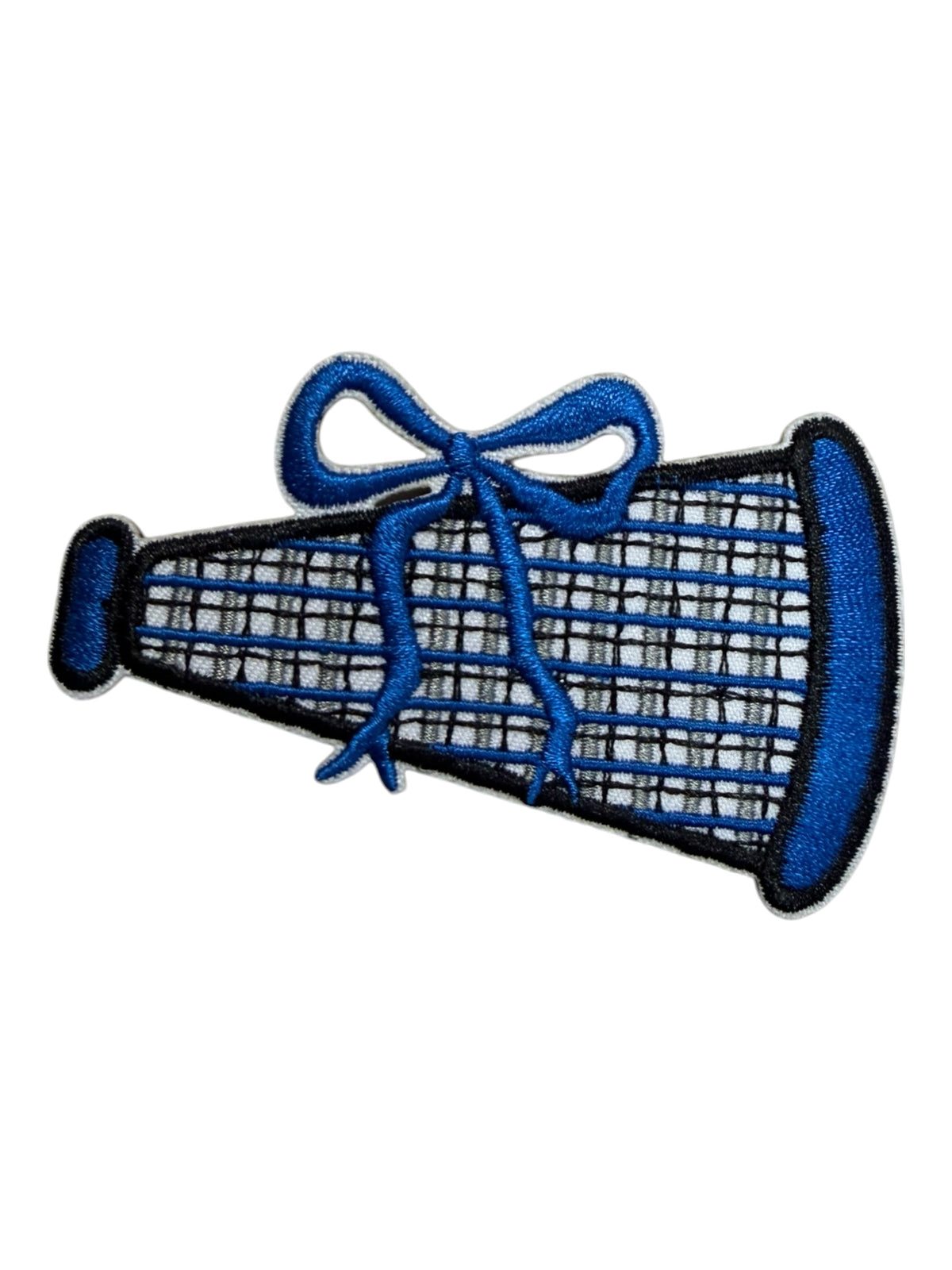 Blue bow plaid megaphone patch