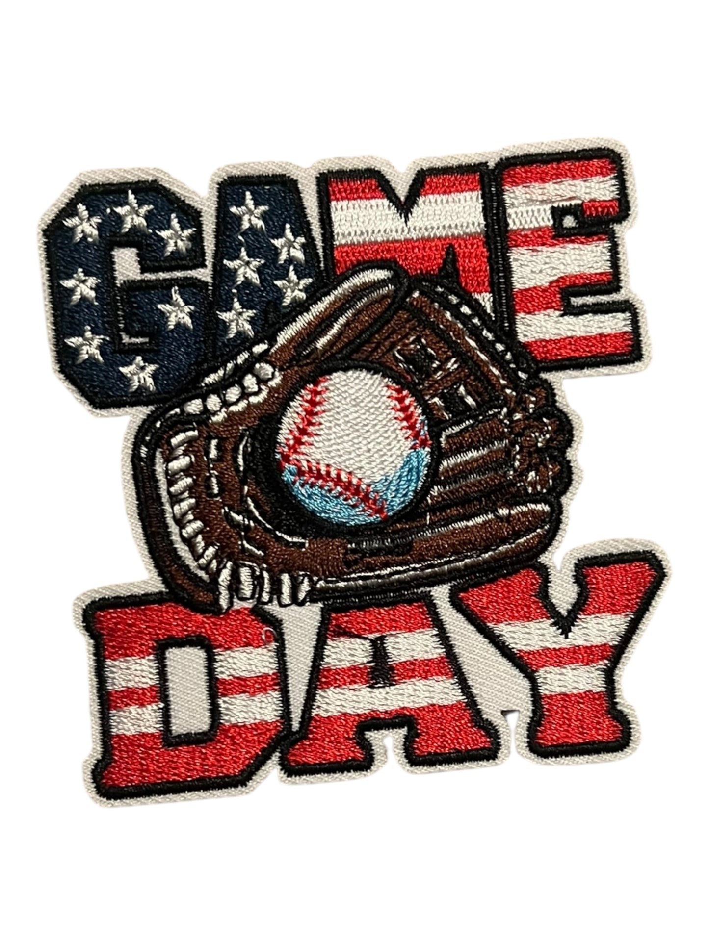 Red white Blue game day baseball and glove