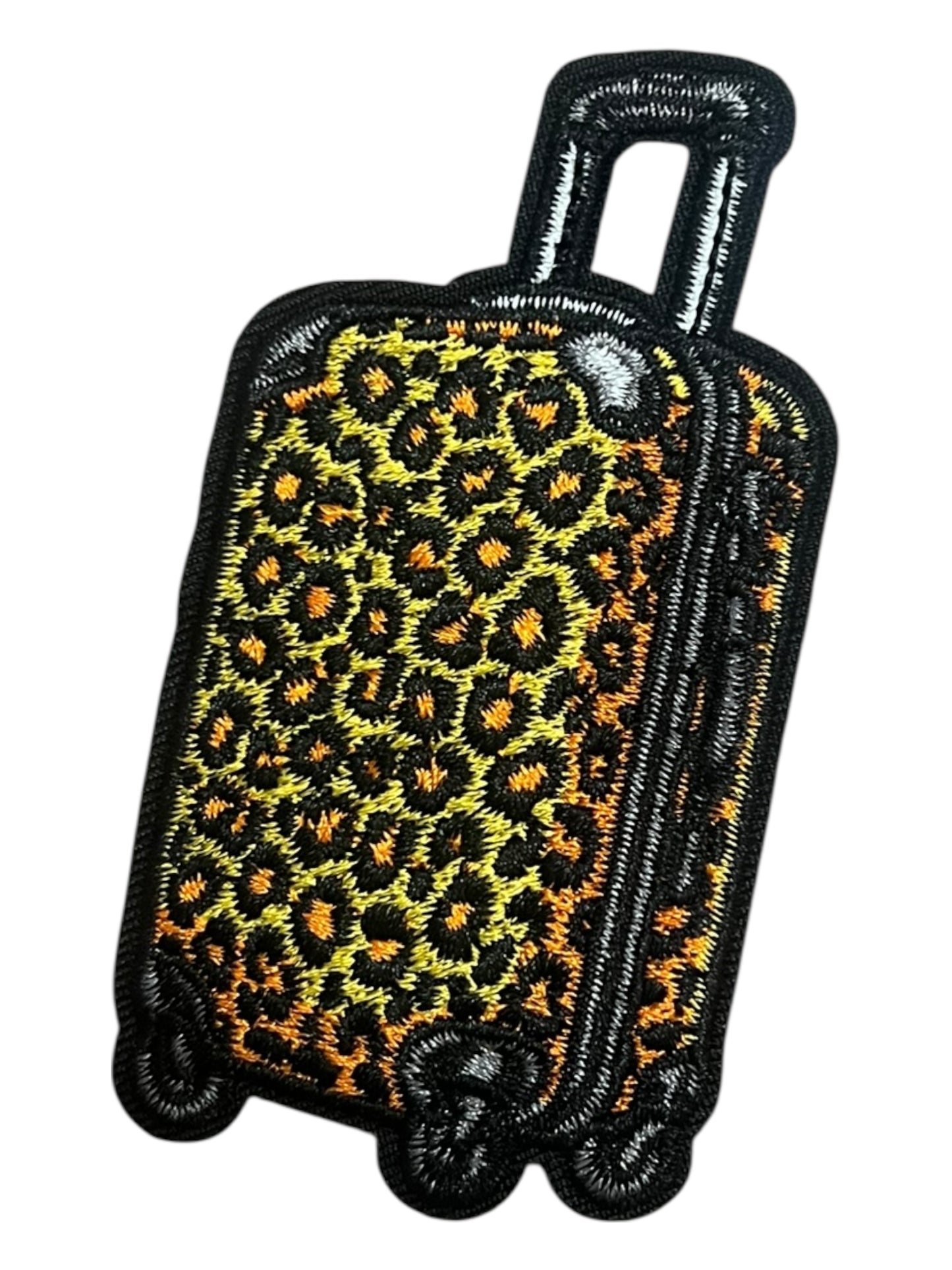 Rolling animal print luggage