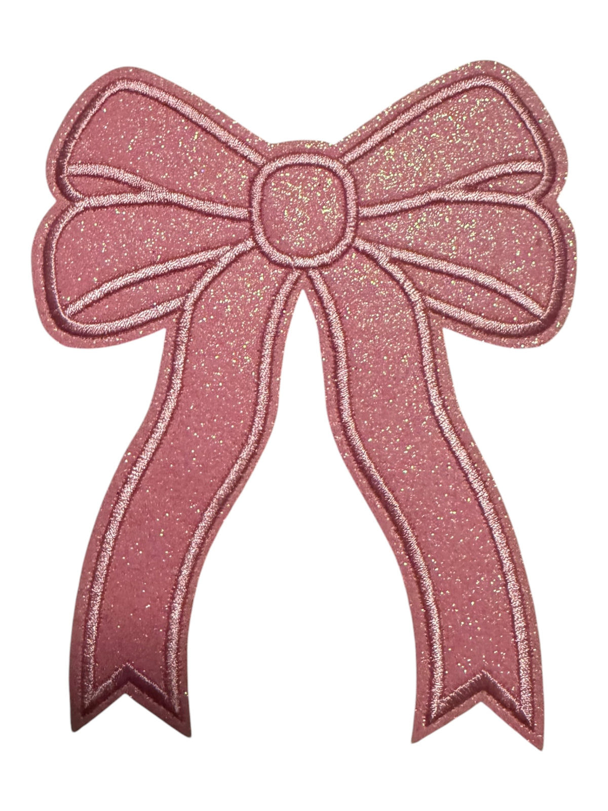 Pink glitter bow 5” heart