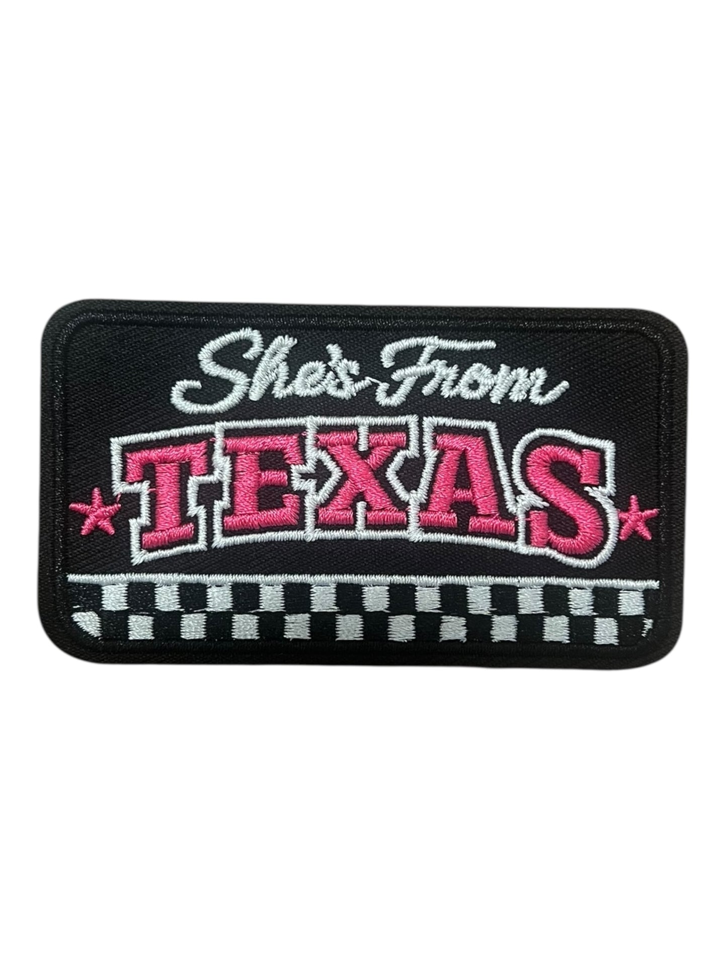 She’s from Texas pink with checkered