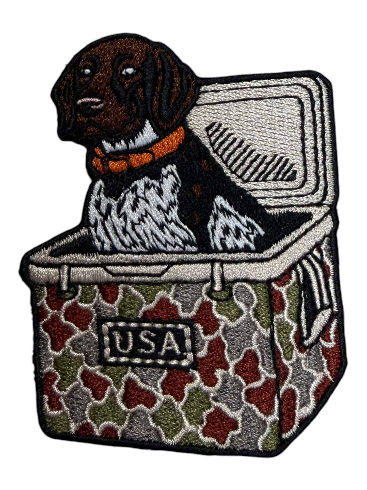 Duck dog in a cooler lab camo