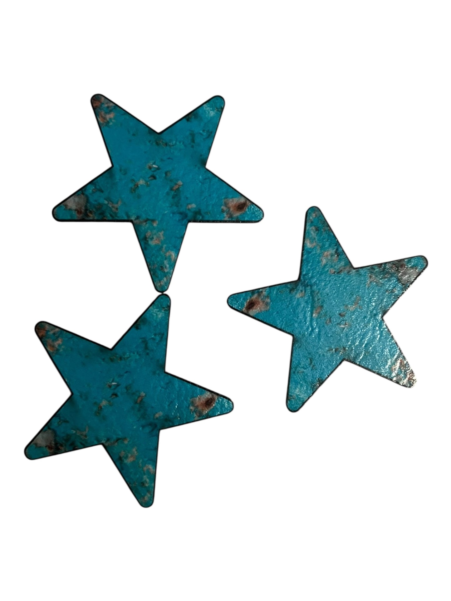 Set of 3 Turquoise and cow print stars