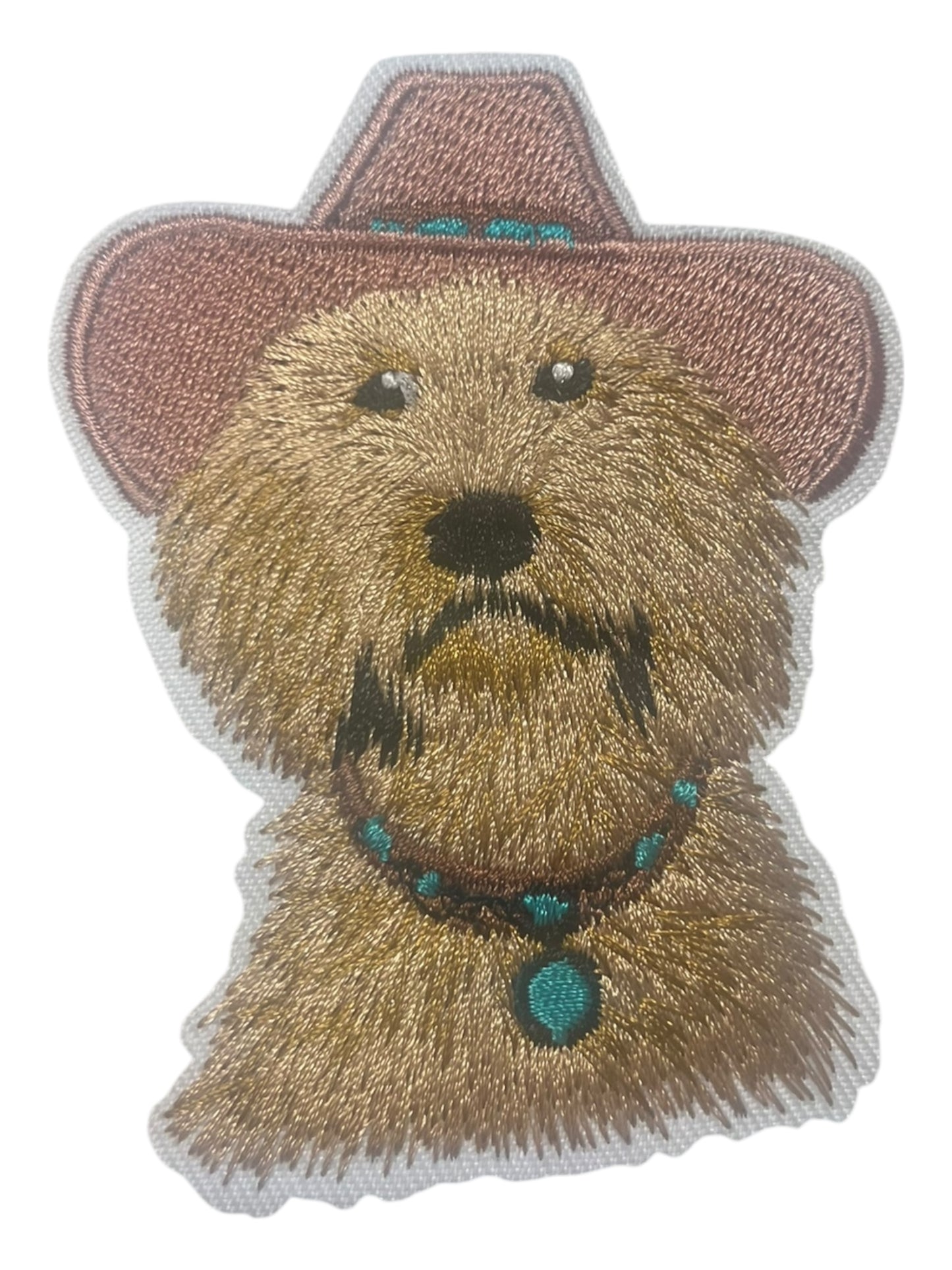Western Dog With cowboy hat and turquoise