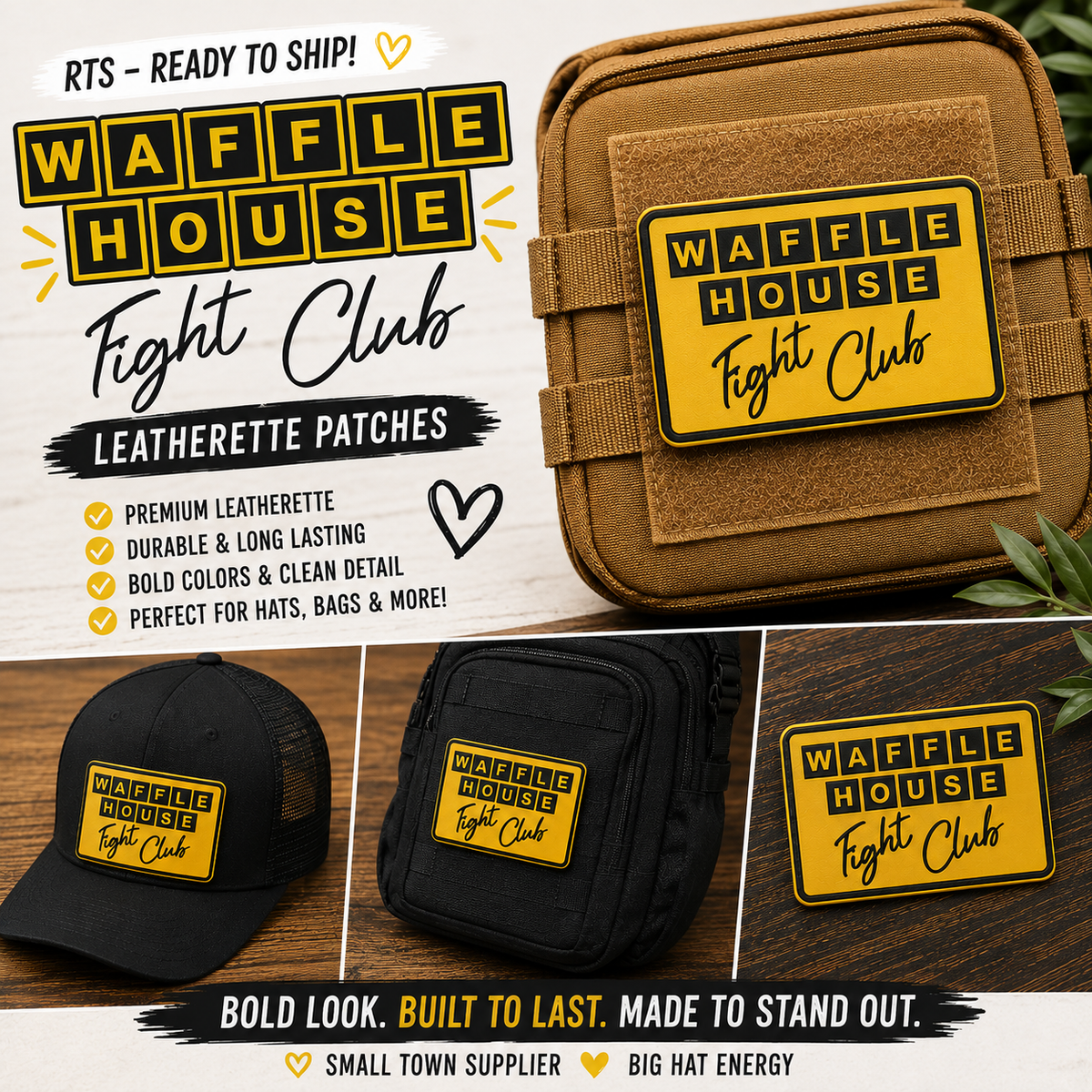 Waffle House fight club leatherette patch