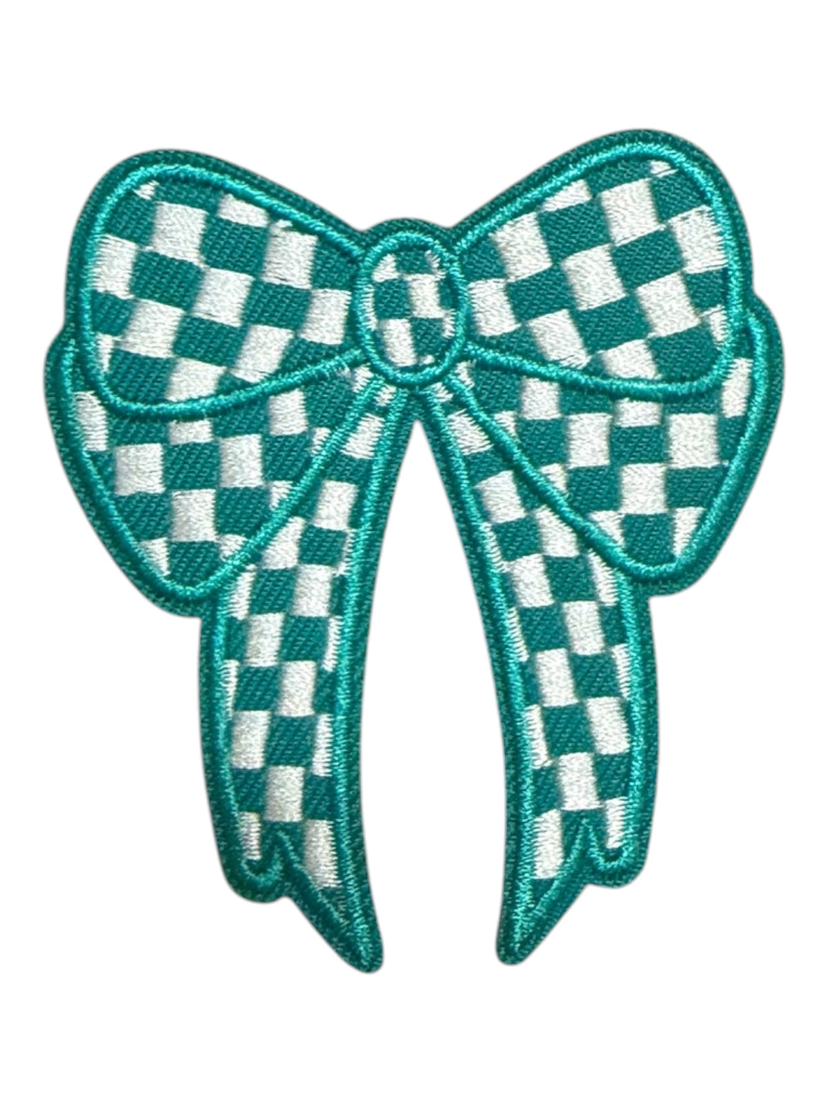 Teal and White checkered bows
