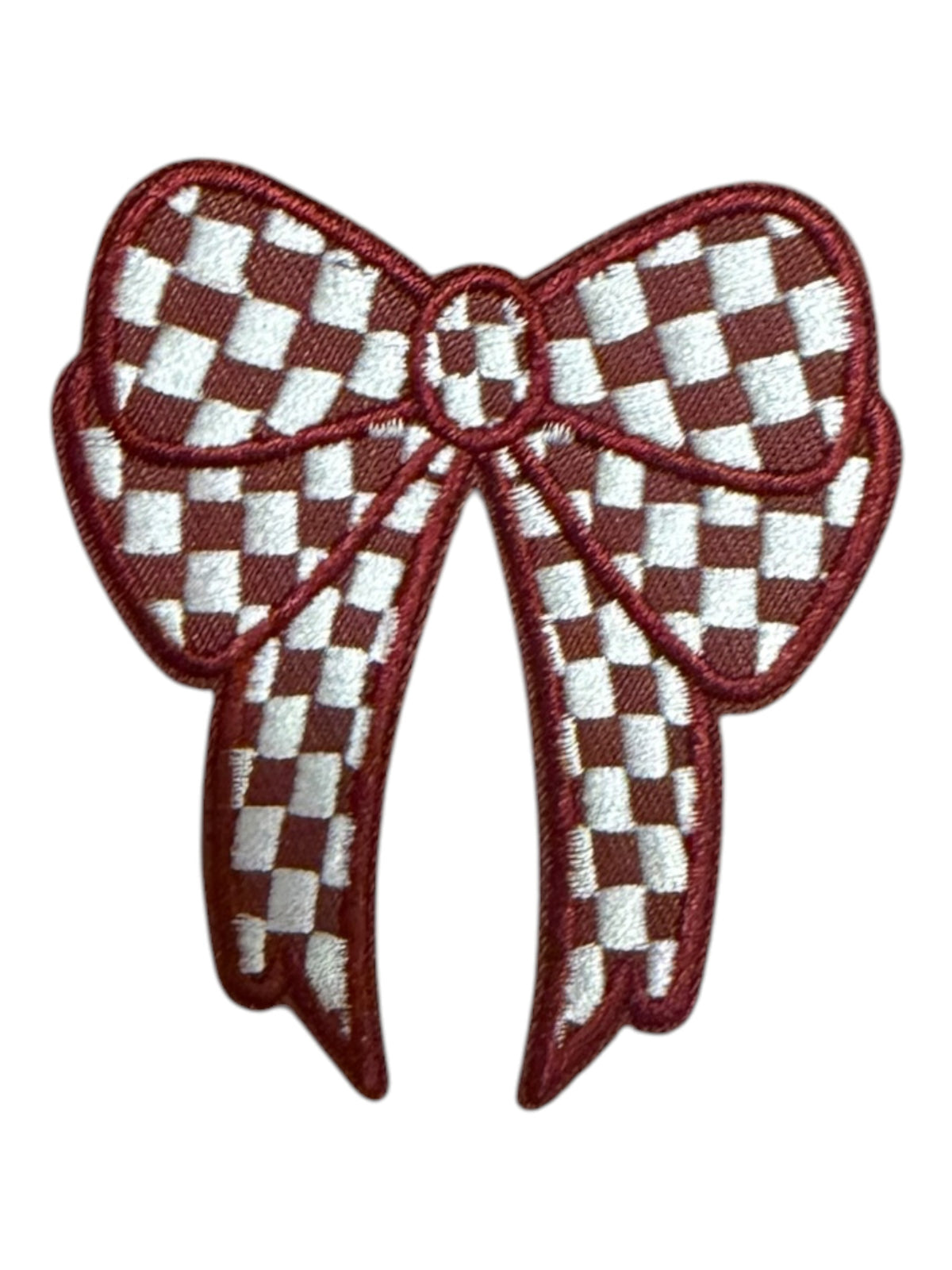 Burgundy and White checkered bows