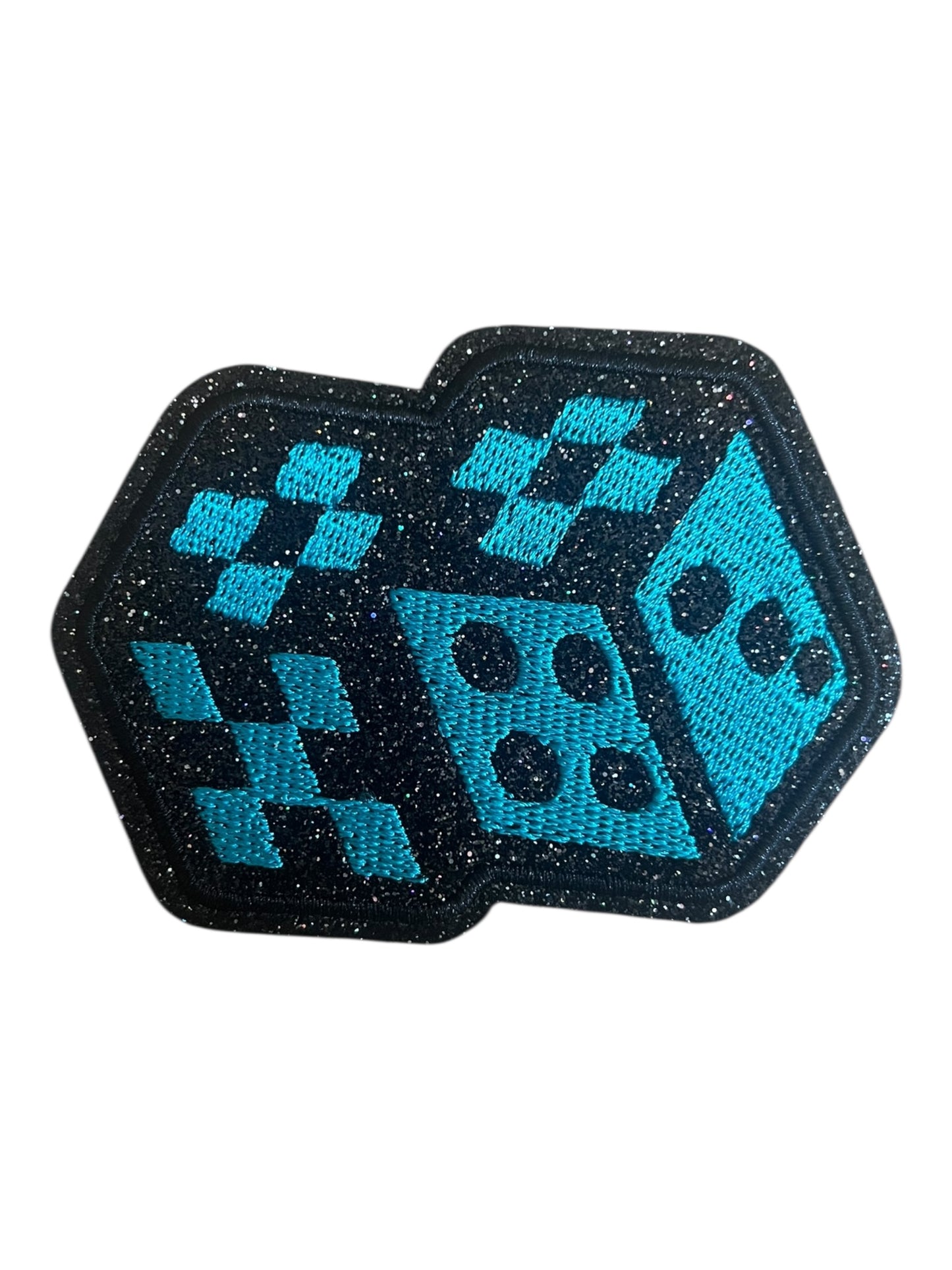 Dice with black glitter