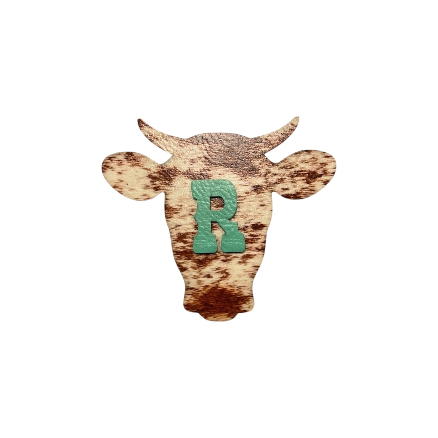 Red Cow Print Cow Head Patch w/ Initial iron on Patch