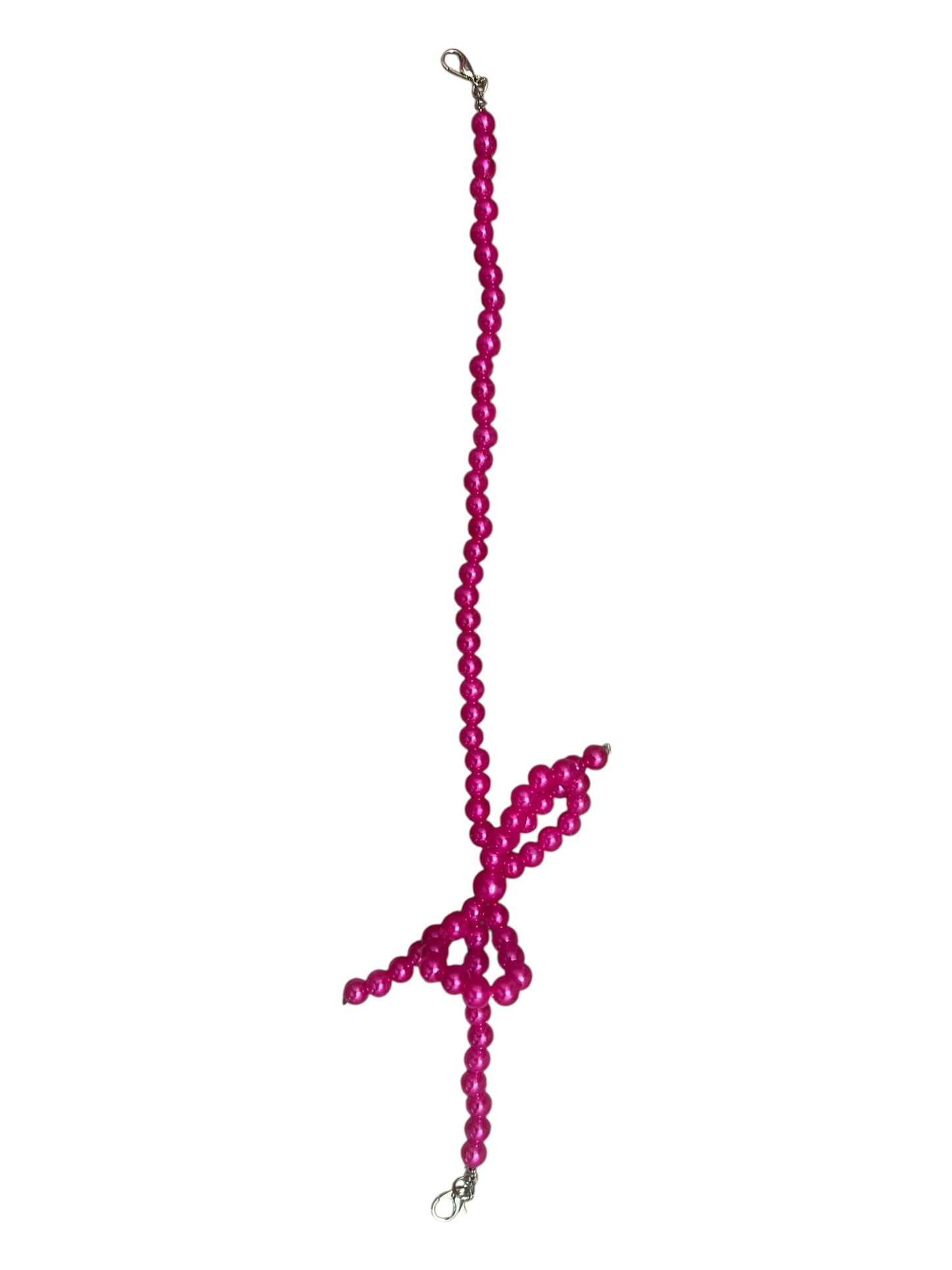Bow pearl Hat Chain hot pink