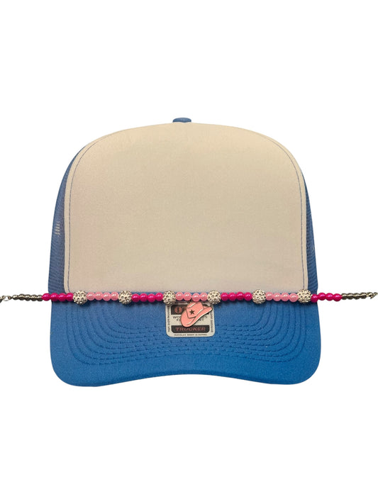 Pink beaded with cowboy hat charms