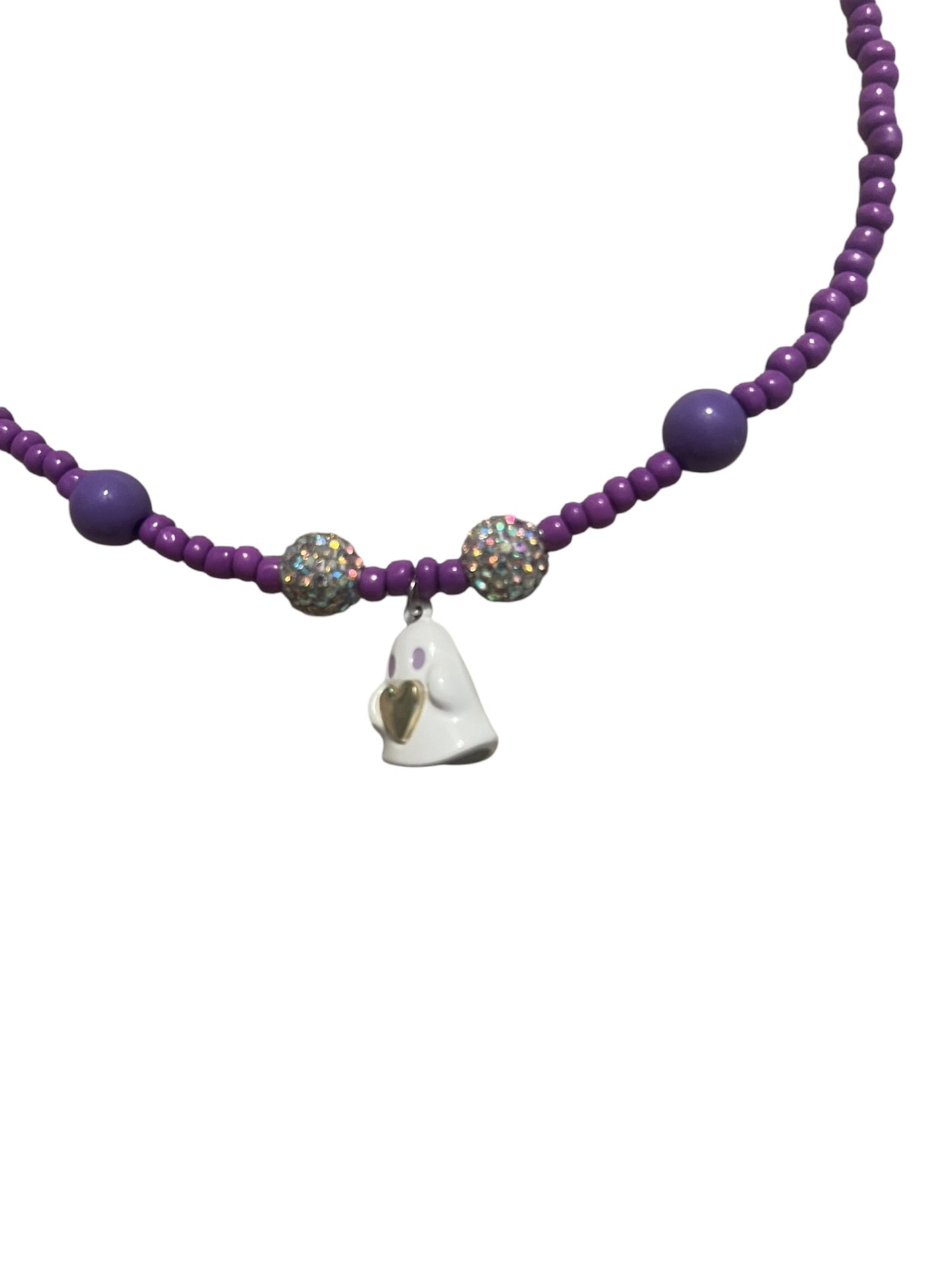 Purple beaded hat chain with ghost bead