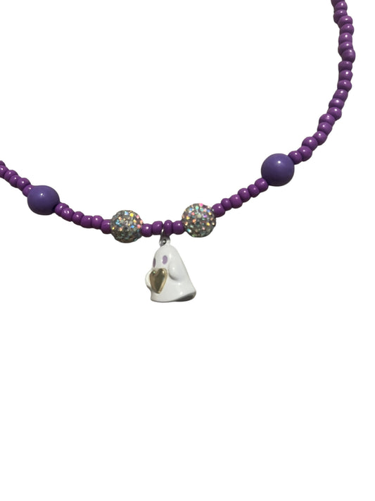 Purple beaded hat chain with ghost bead