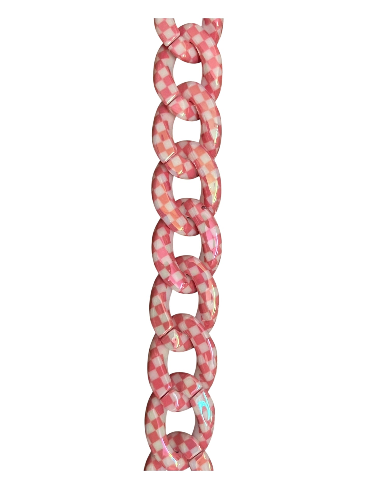Pink and white checkered link hat Chain