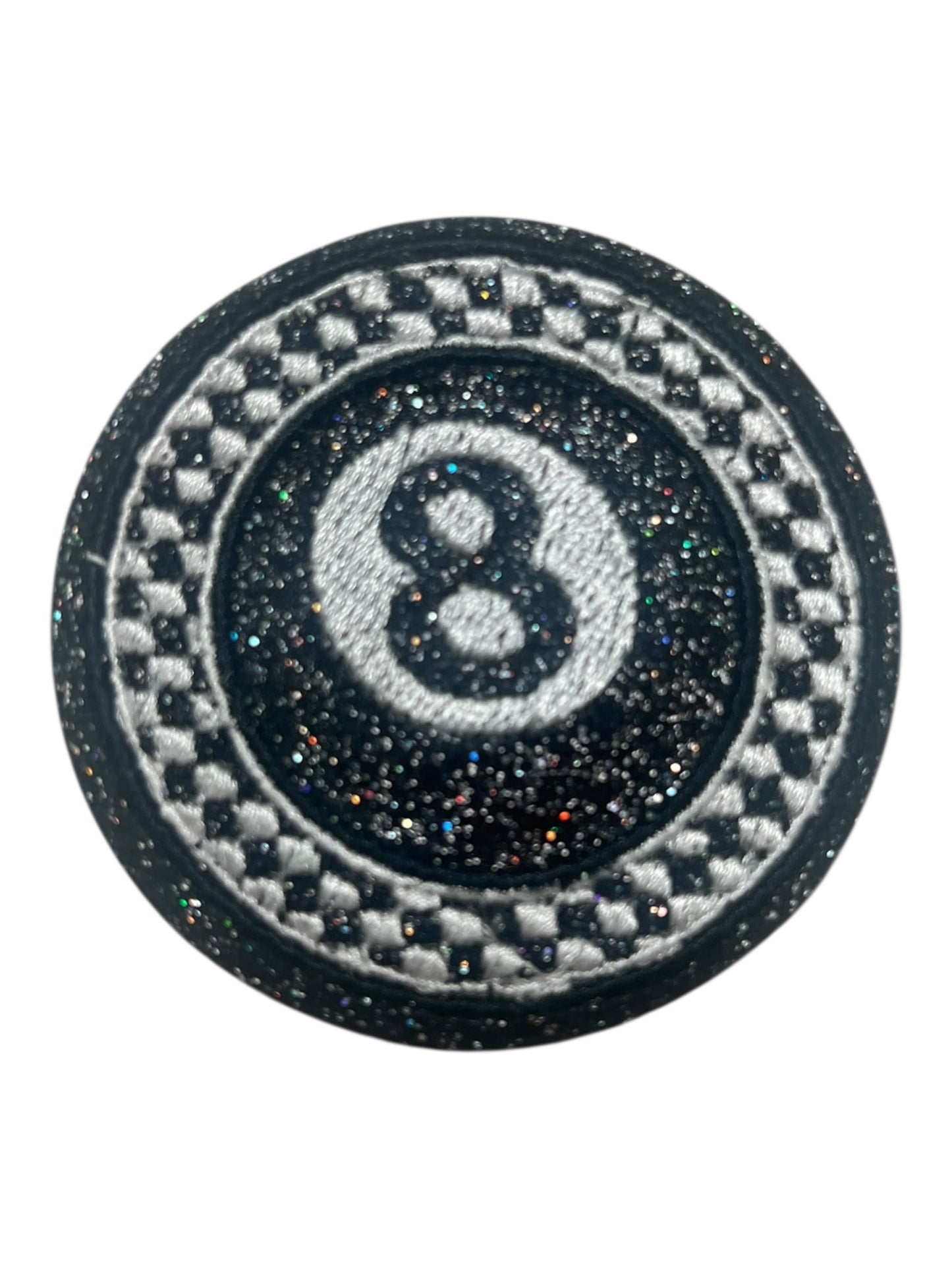 Black glitter 8 ball with checkered