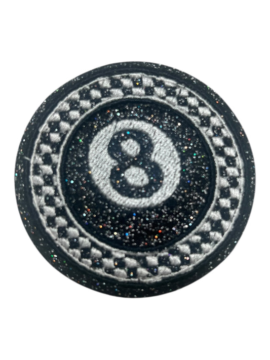 Black glitter 8 ball with checkered