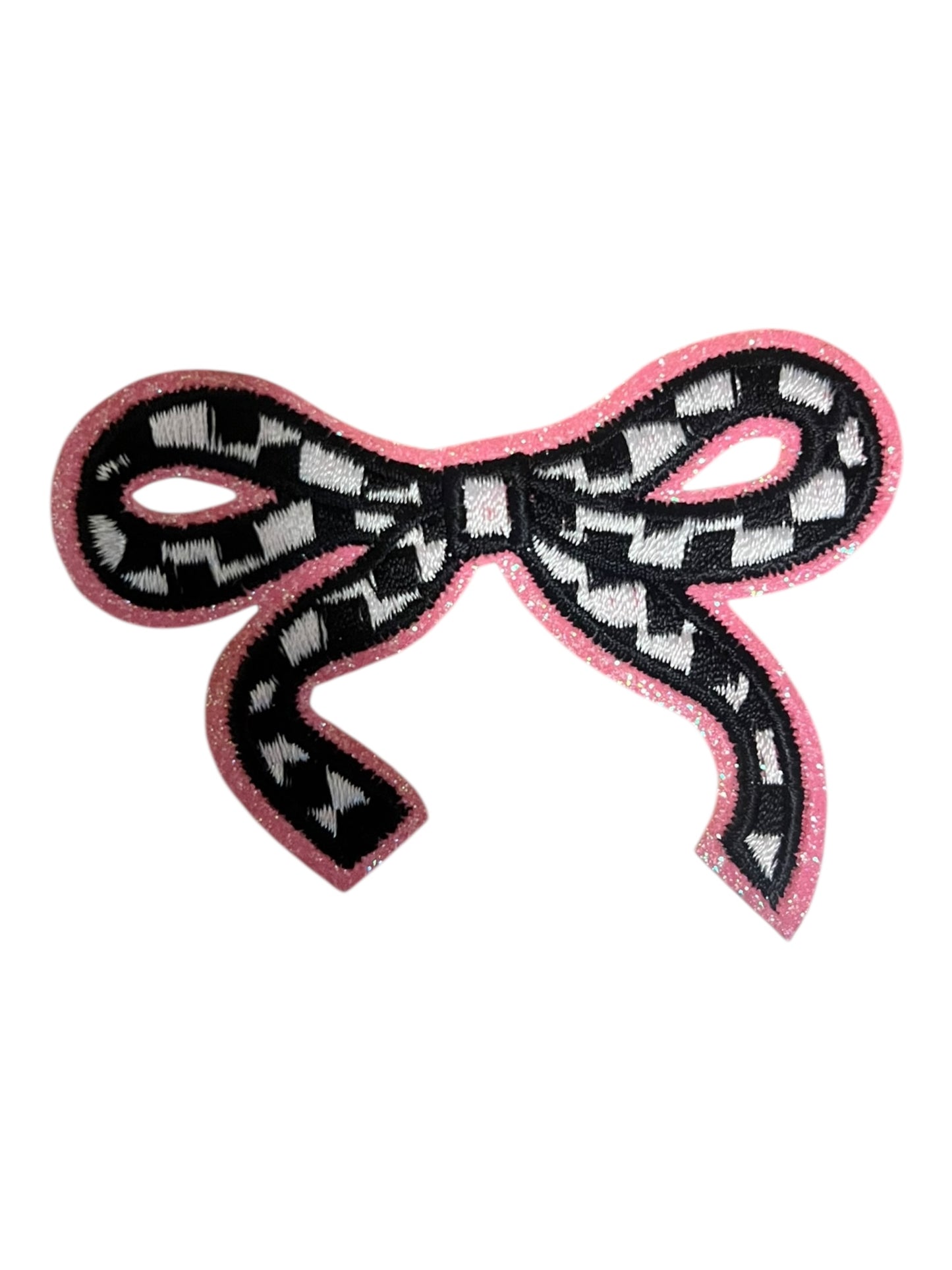 Checkered glitter bow knots