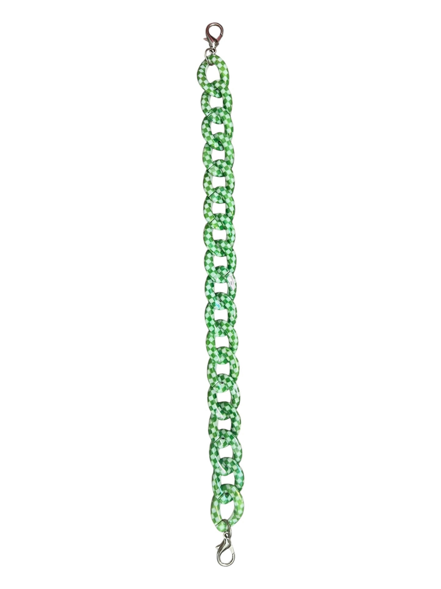 Green and white checkered link hat Chain