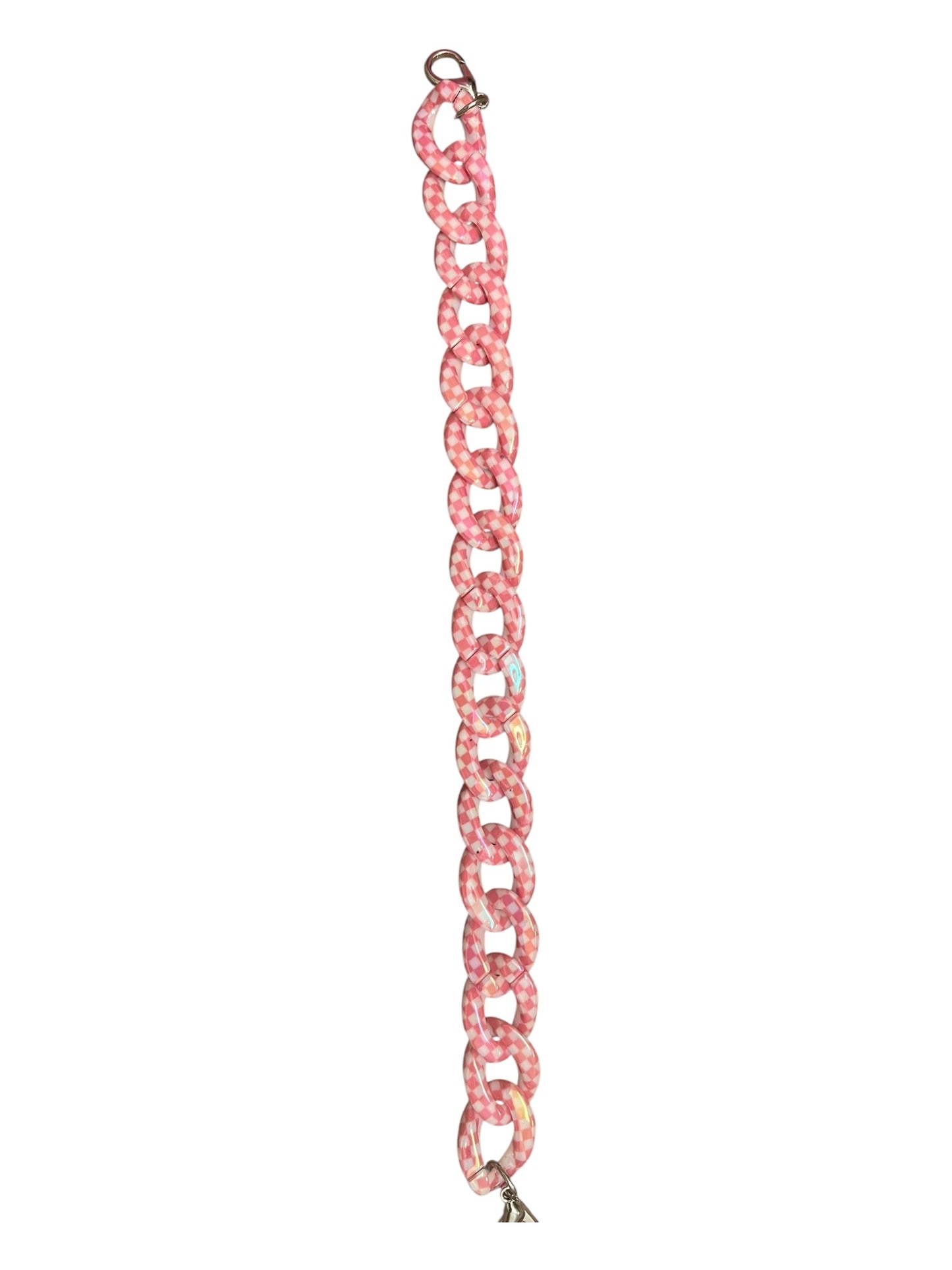 Pink and white checkered link hat Chain